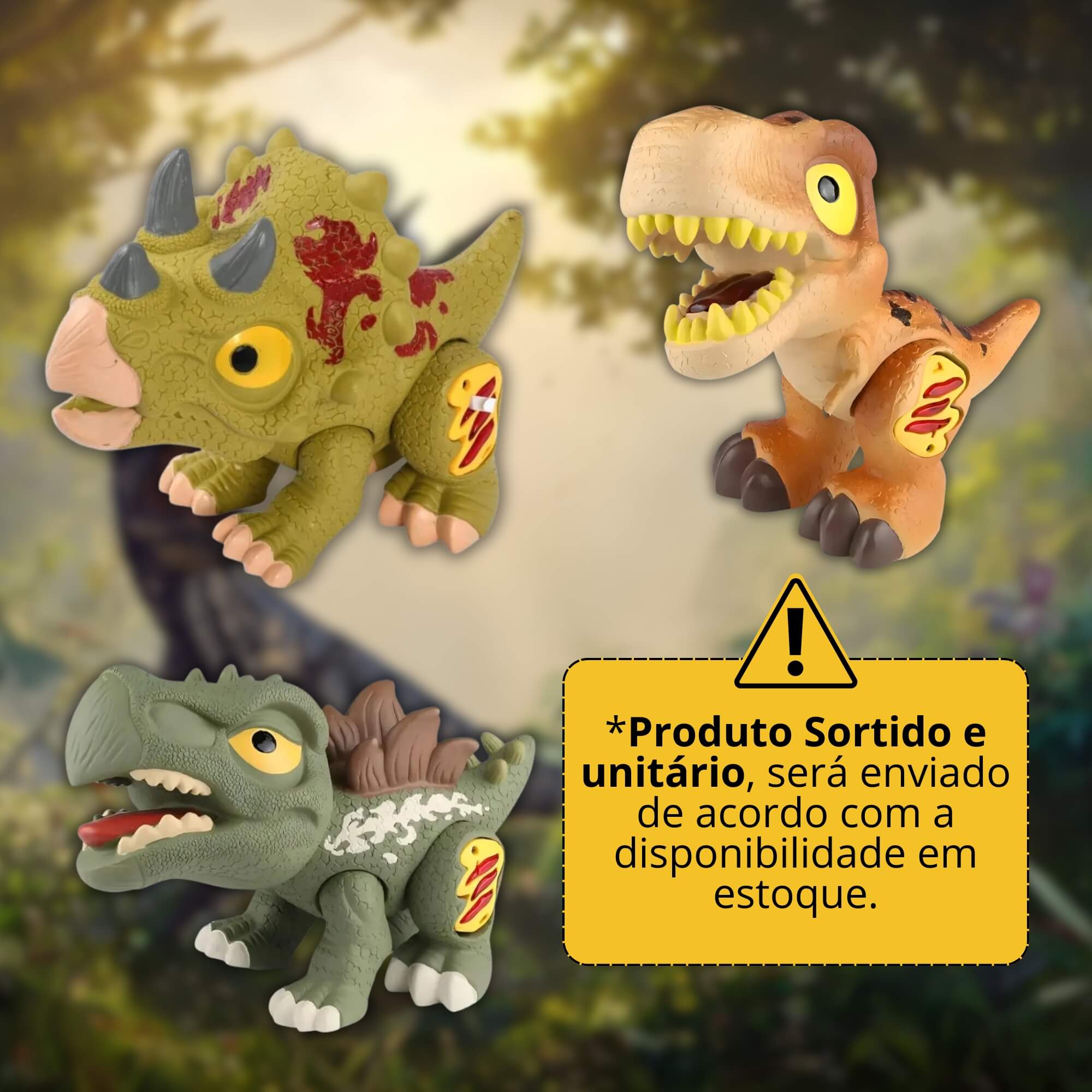 Brinquedo Boneco Dino Feroz com Som e Luz Sortido e Unitário BBR - R3450