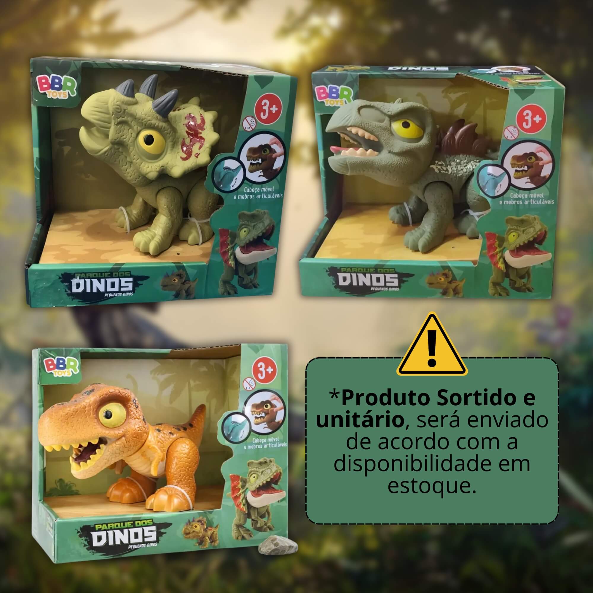 Brinquedo Boneco Dinossauro Feroz (Parque dos Dinos) Sortido e Unitário BBR - R3449