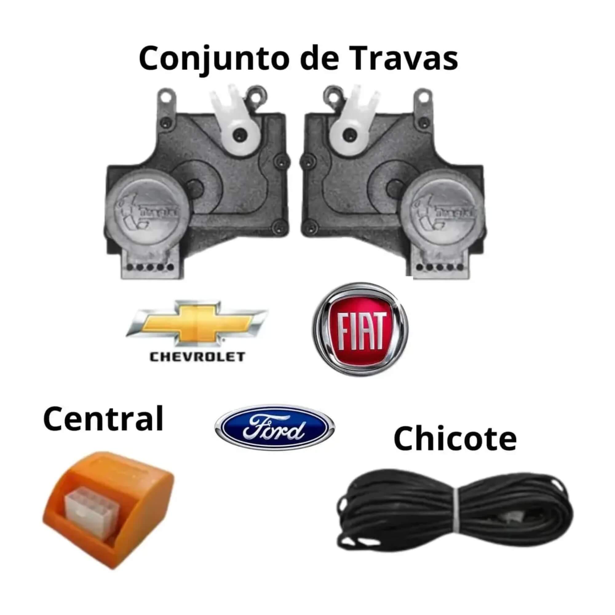Kit Trava Elétrica Novo Uno 10/20 Palio 95/05 Ka 2P 08/13 Celta 2P 26/15 Tragial - KTTP001