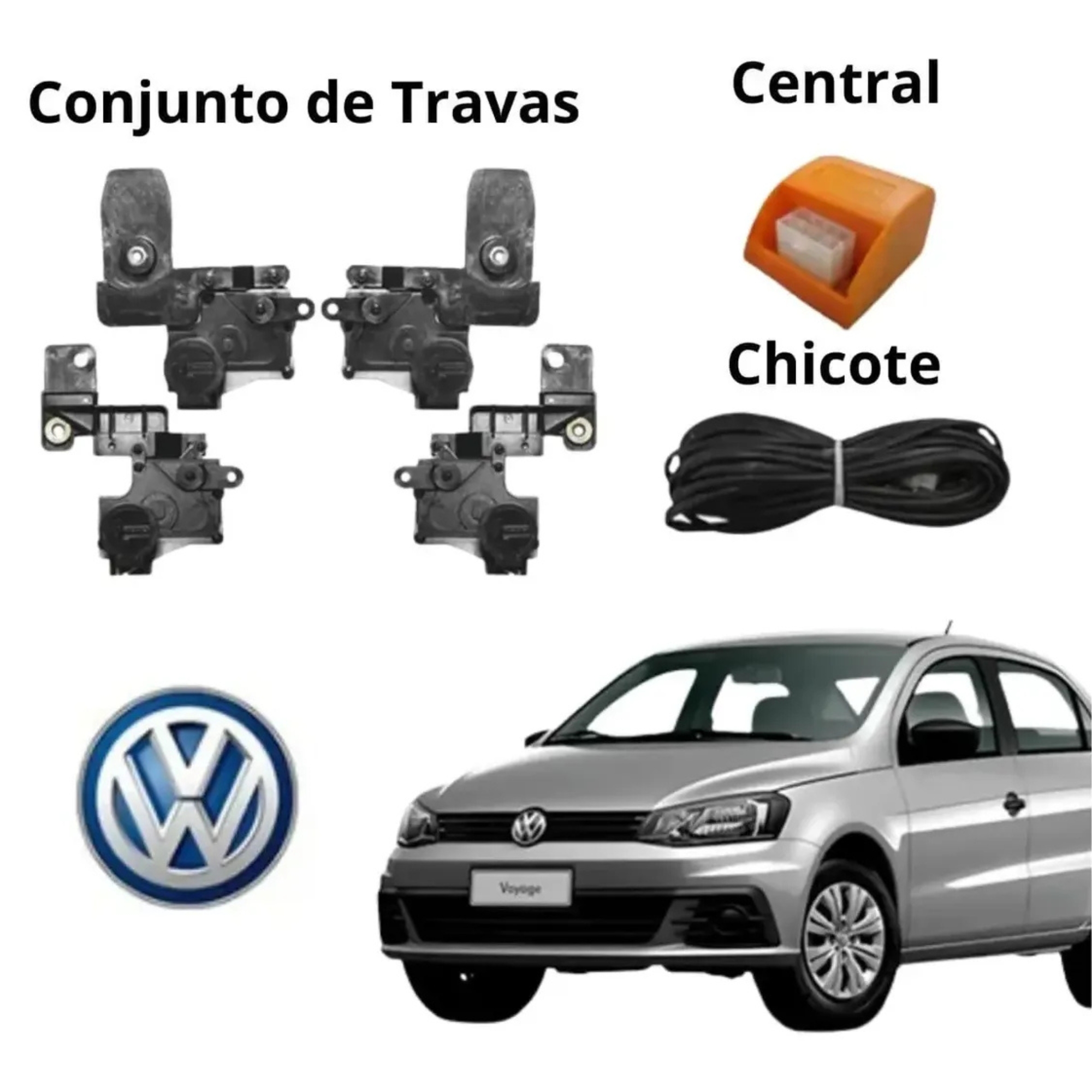Kit Trava Elétrica Dedicada Vw Gol Voyage G5 e G6 4p Tragial - KTVW009