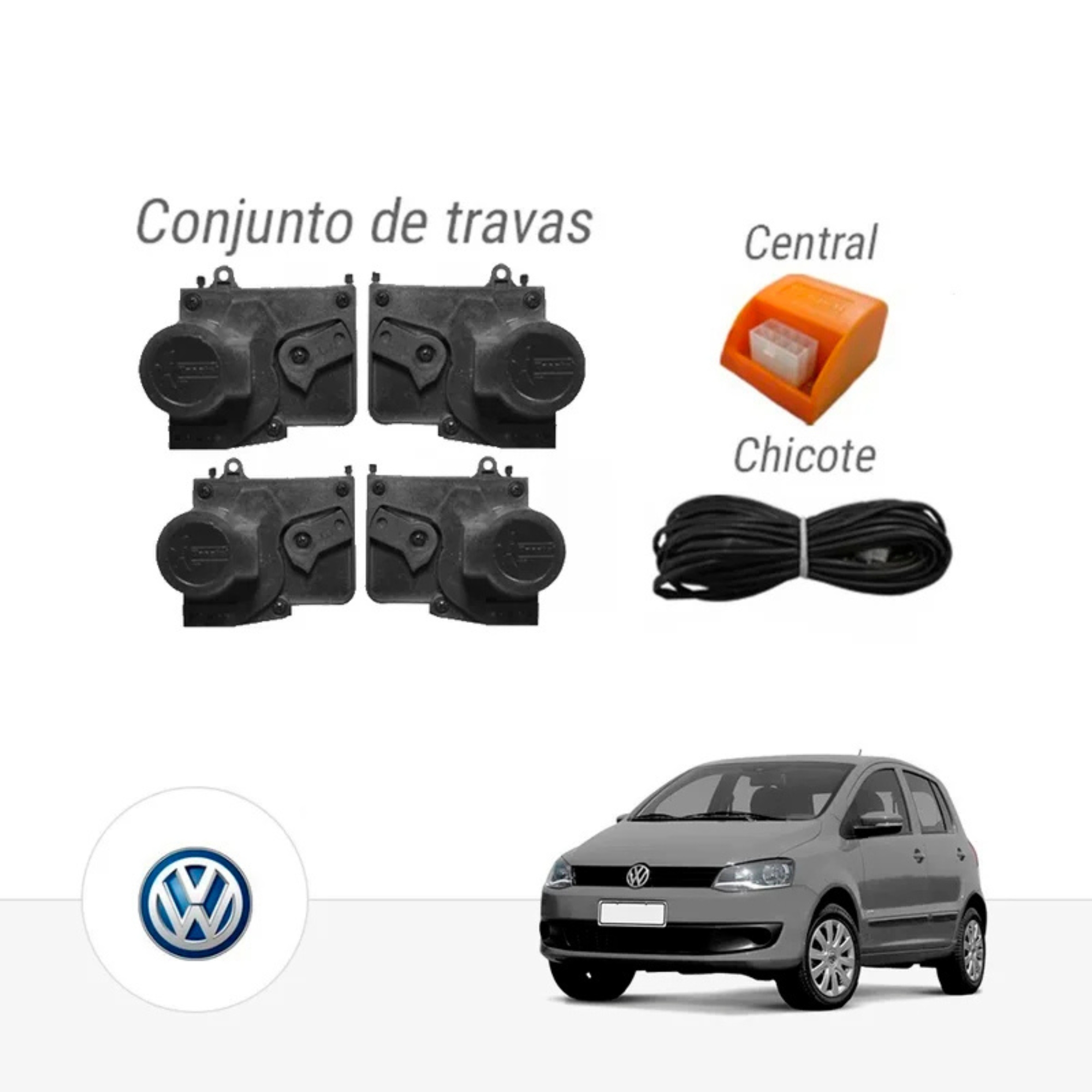 Kit Trava Elétrica Volkswagen Fox / Gol / Parati G4 4 Portas Tragial - KTVW008