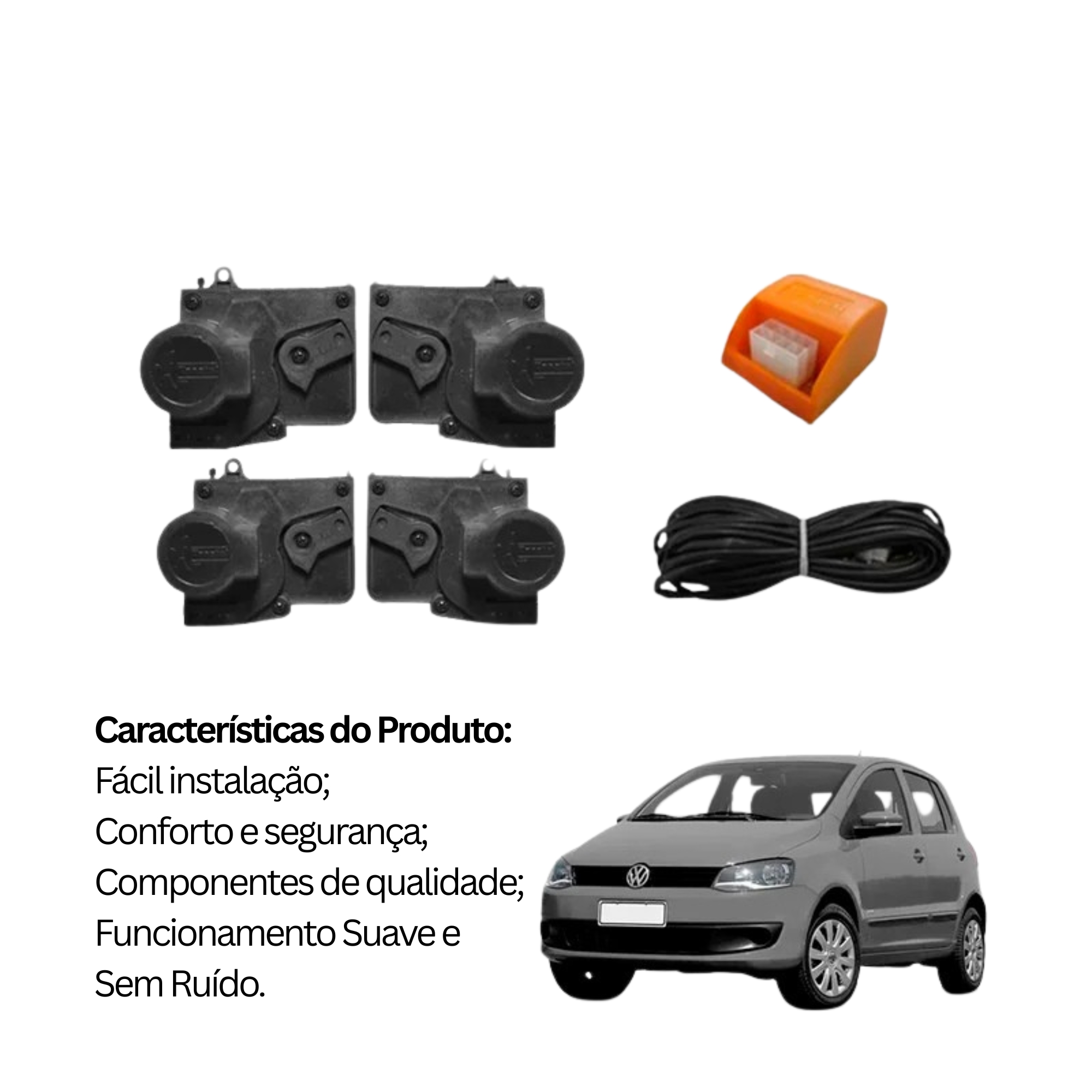 Kit Trava Elétrica Volkswagen Fox / Gol / Parati G4 4 Portas Tragial - KTVW008