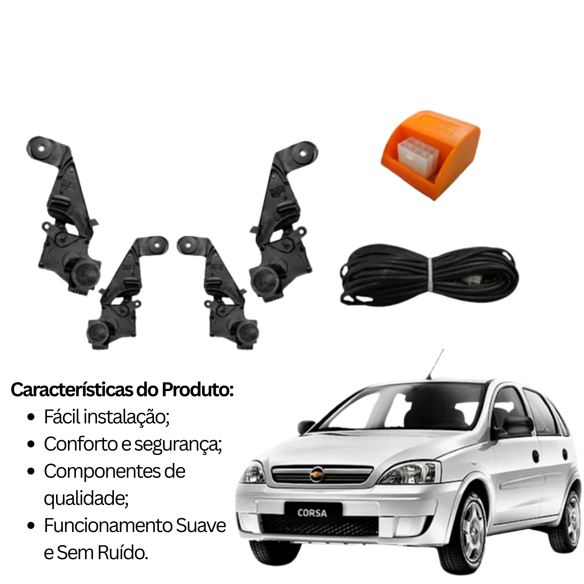Kit Trava Elétrica Chevrolet Corsa 2002 à 2019 4 Portas Tragial - KTGM002