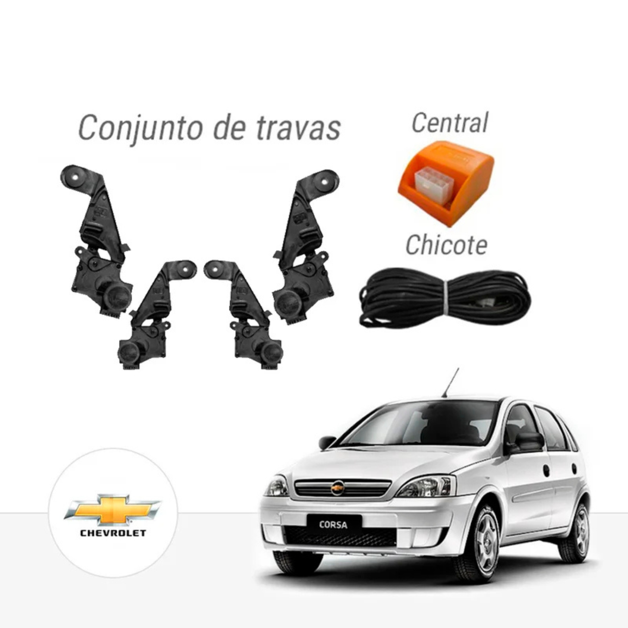 Kit Trava Elétrica Chevrolet Corsa 2002 à 2019 4 Portas Tragial - KTGM002