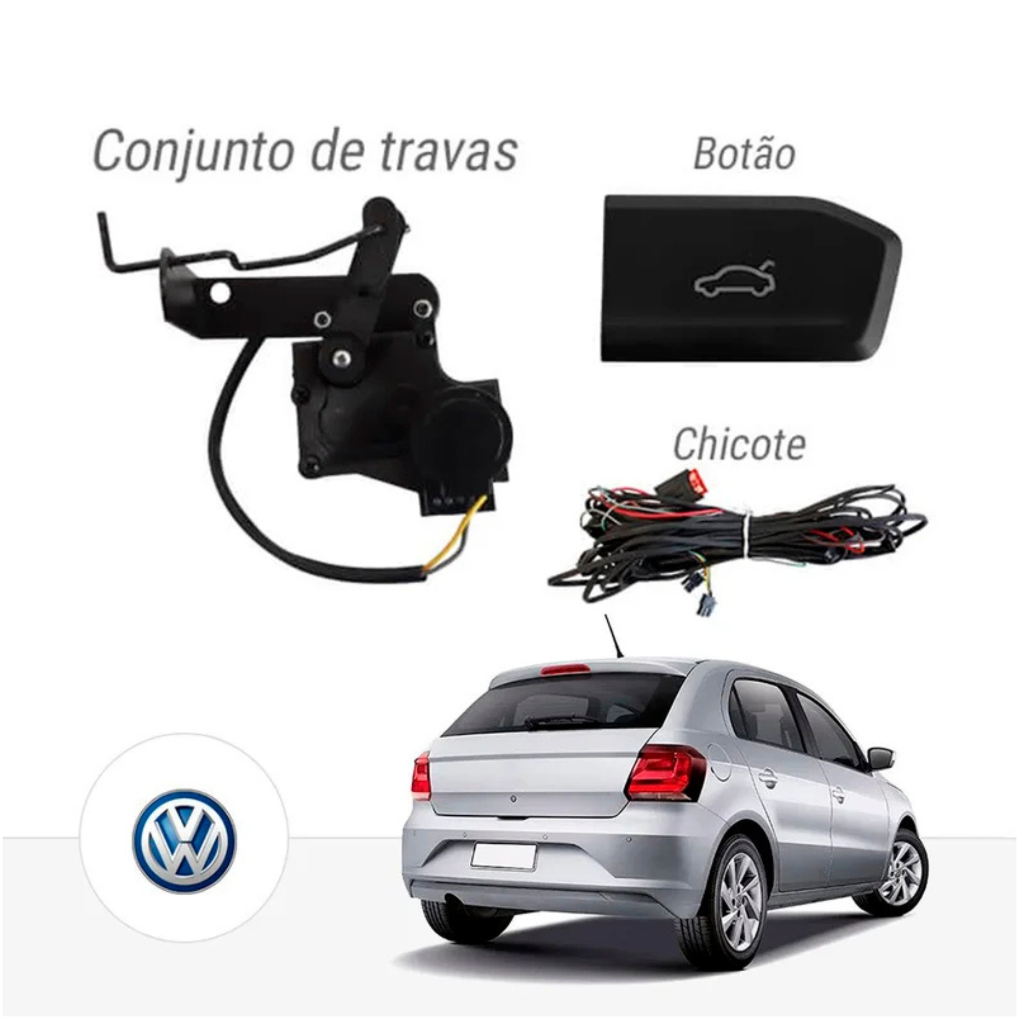 Kit Abertura de Porta Malas Gol G7 2016 à 2018 Botão Original Tragial - KTVW030