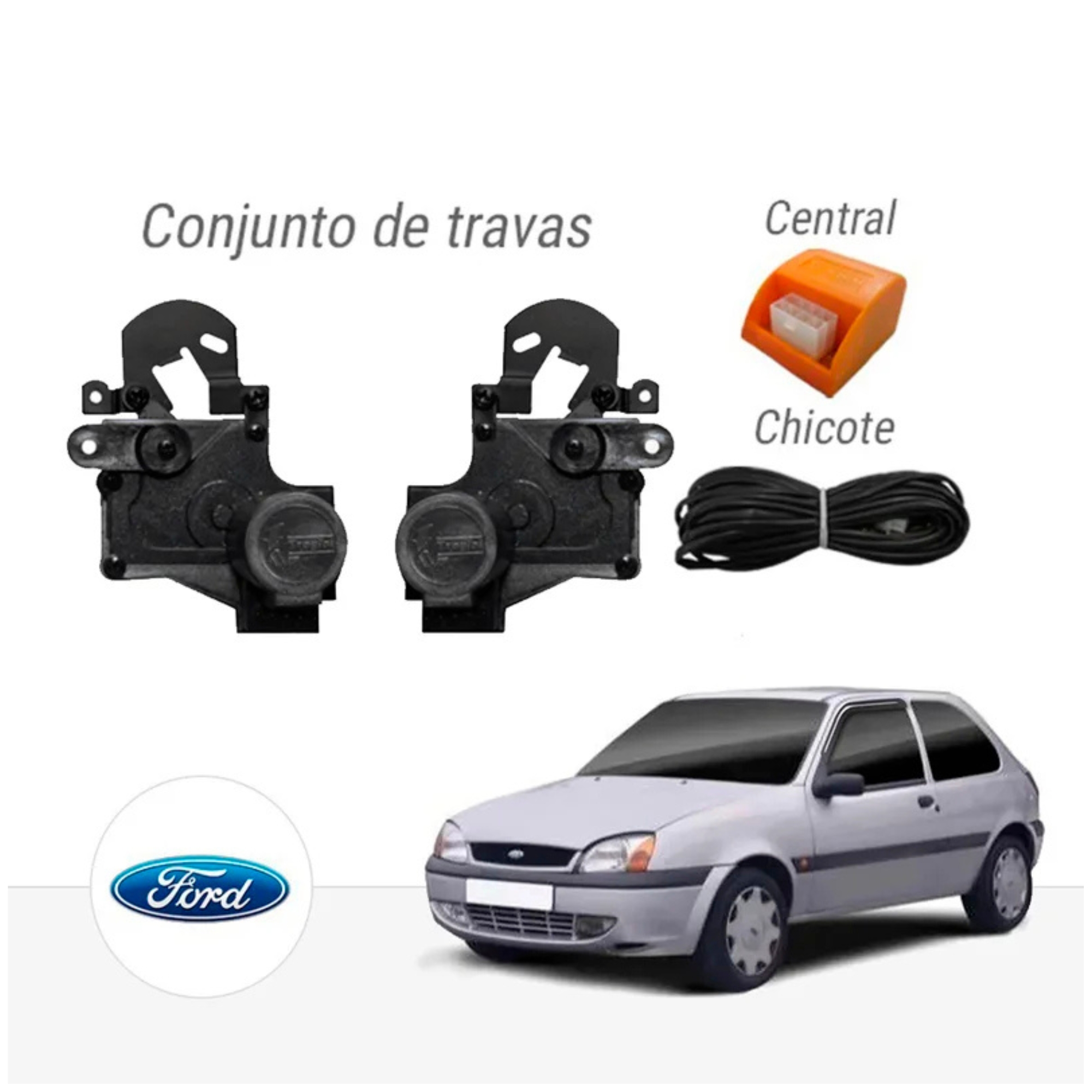 Kit Trava Elétrica Dedicada Courier / Fiesta Até 2002 FD2 Tragial - KTFD002
