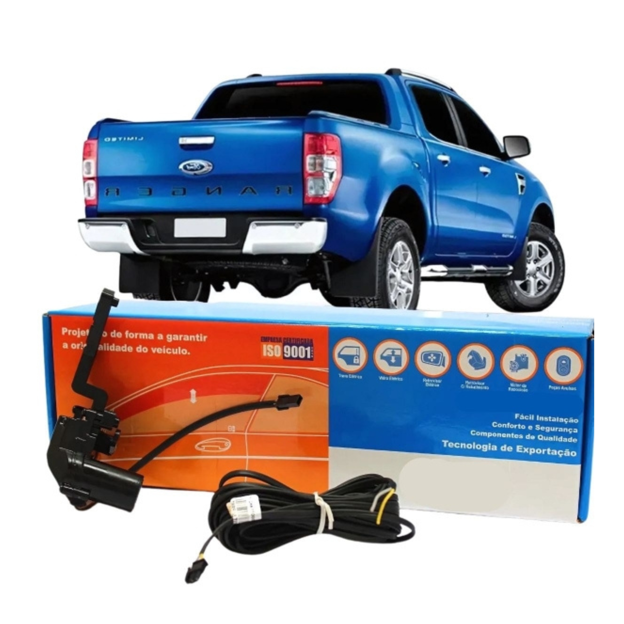 Kit Trava Elétrica Caçamba Ranger 2013 a 2023 c/ Tambor de Chave Tragial - KTFD008