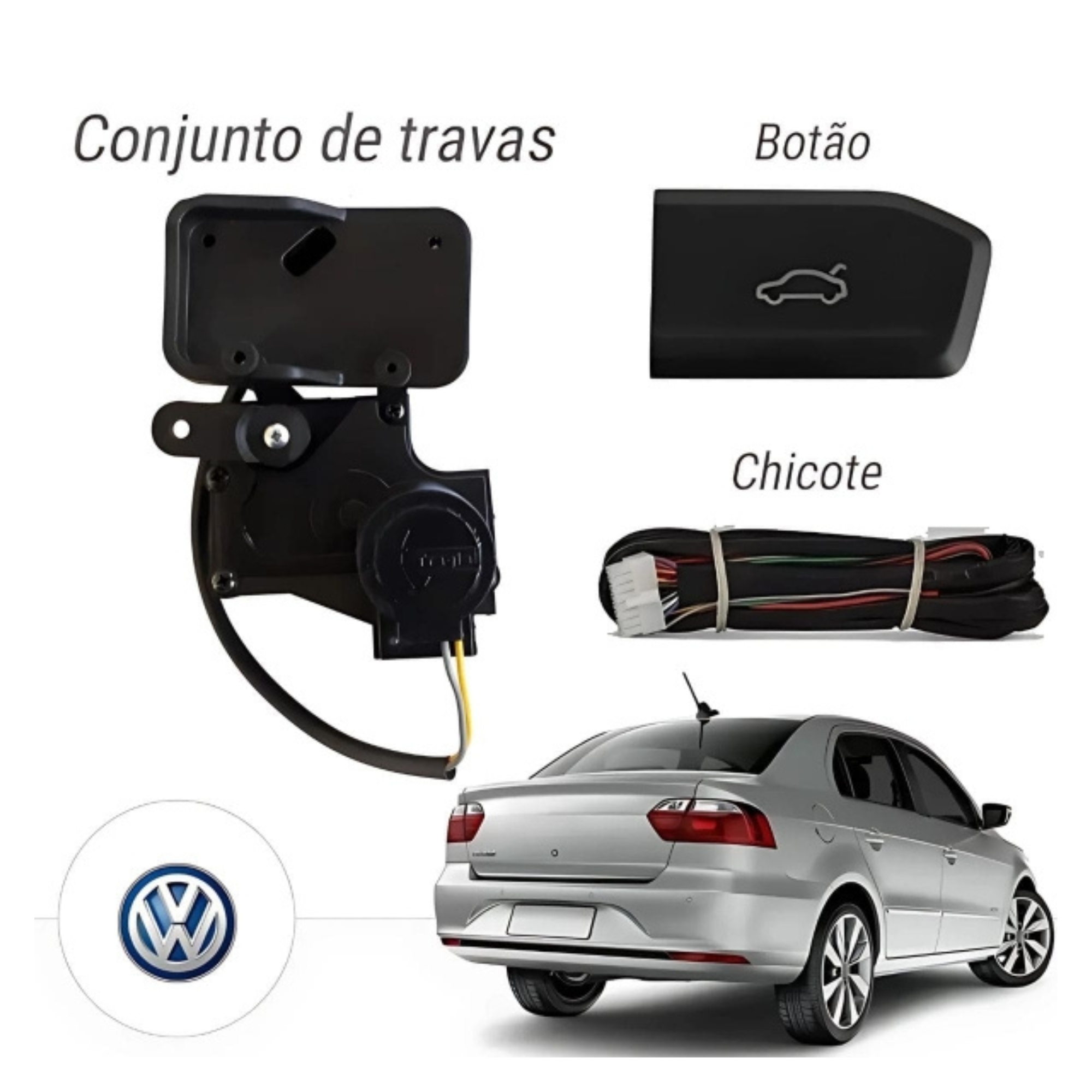 Kit Abertura de Porta Malas Voyage 2016 à 2018 (Botão Original) Tragial - KTVW029