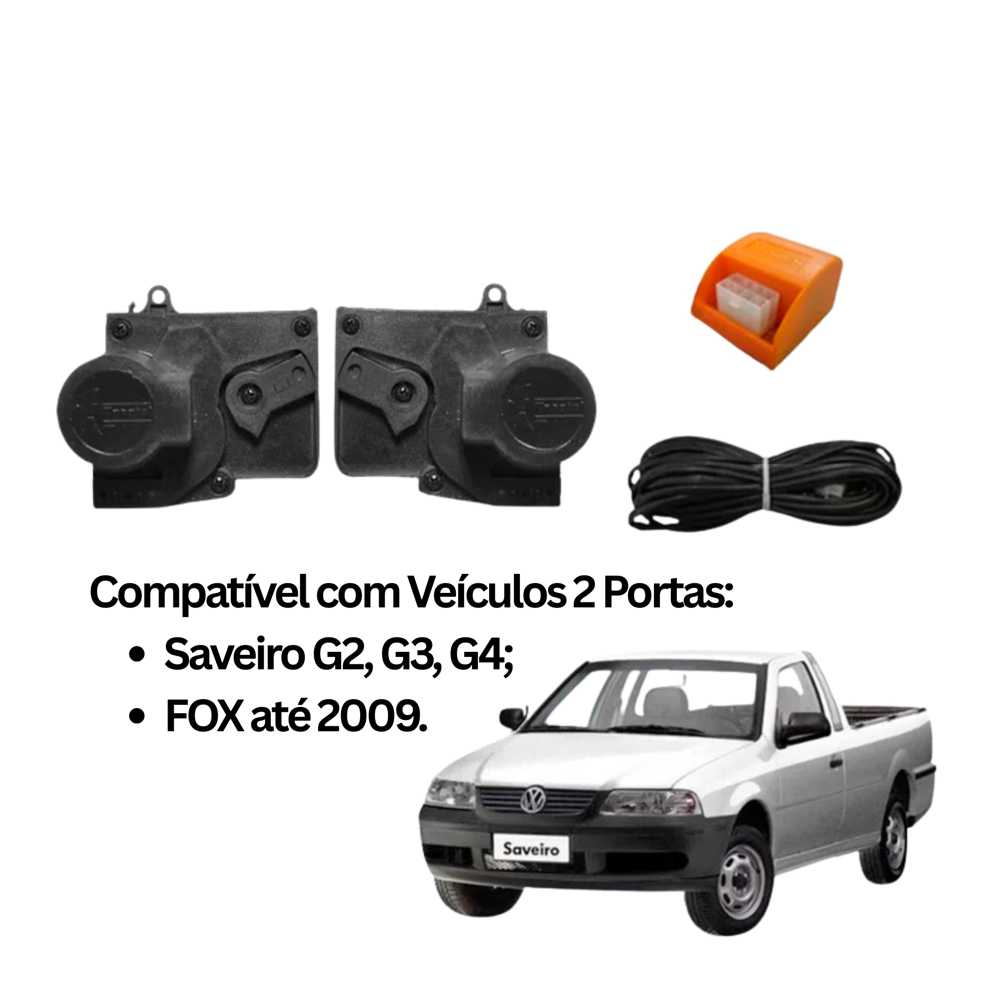 Kit Trava Elétrica Dedicada Fox/Saveiro G2, G3 e G4 2 Portas Tragial - KTVW002