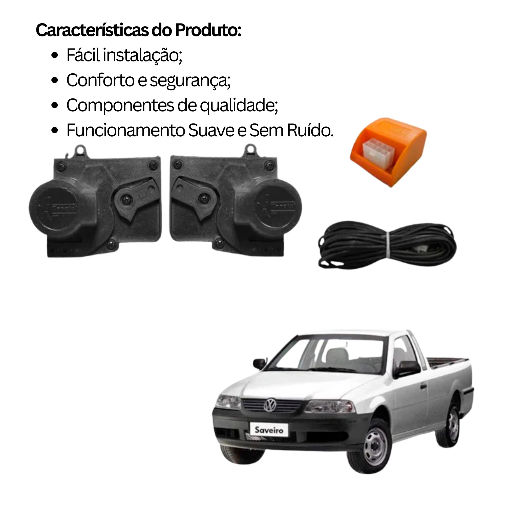 Kit Trava Elétrica Dedicada Fox/Saveiro G2, G3 e G4 2 Portas Tragial - KTVW002