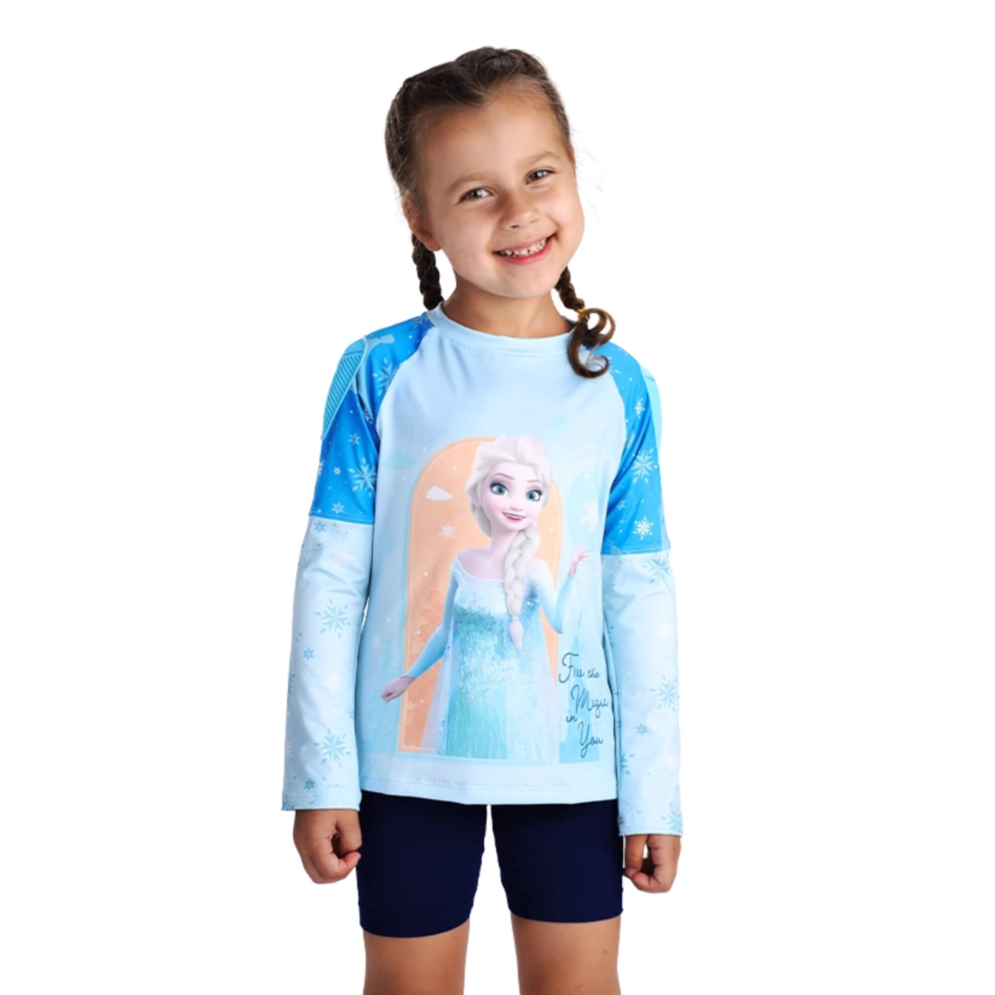 COMP Kit Bicicleta Infantil Aro 12 Frozen Nathor + Camiseta Frozen mnga longa