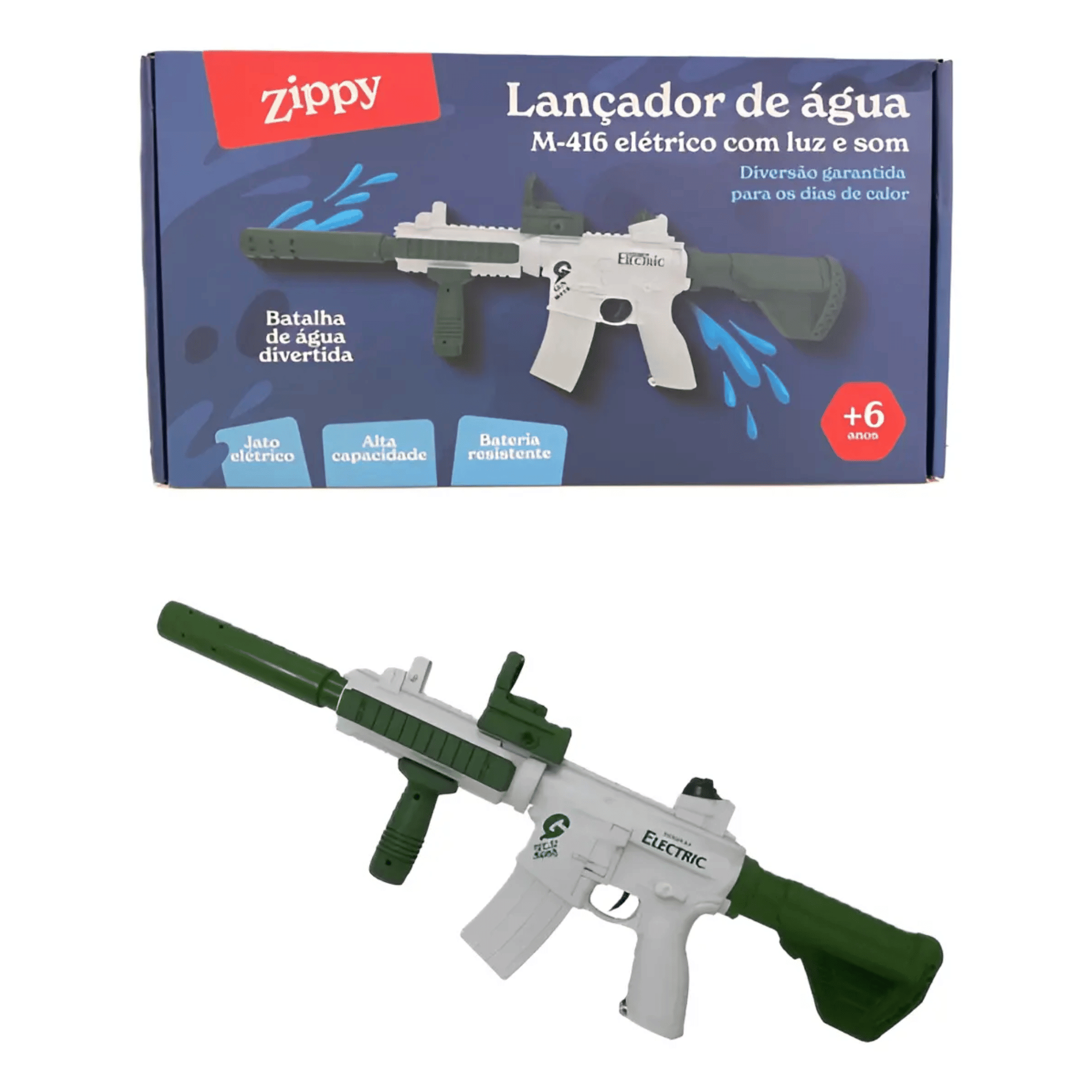 Brinquedo Infantil Lançador Água M-416 Elétrico Zippy Toys - 11134