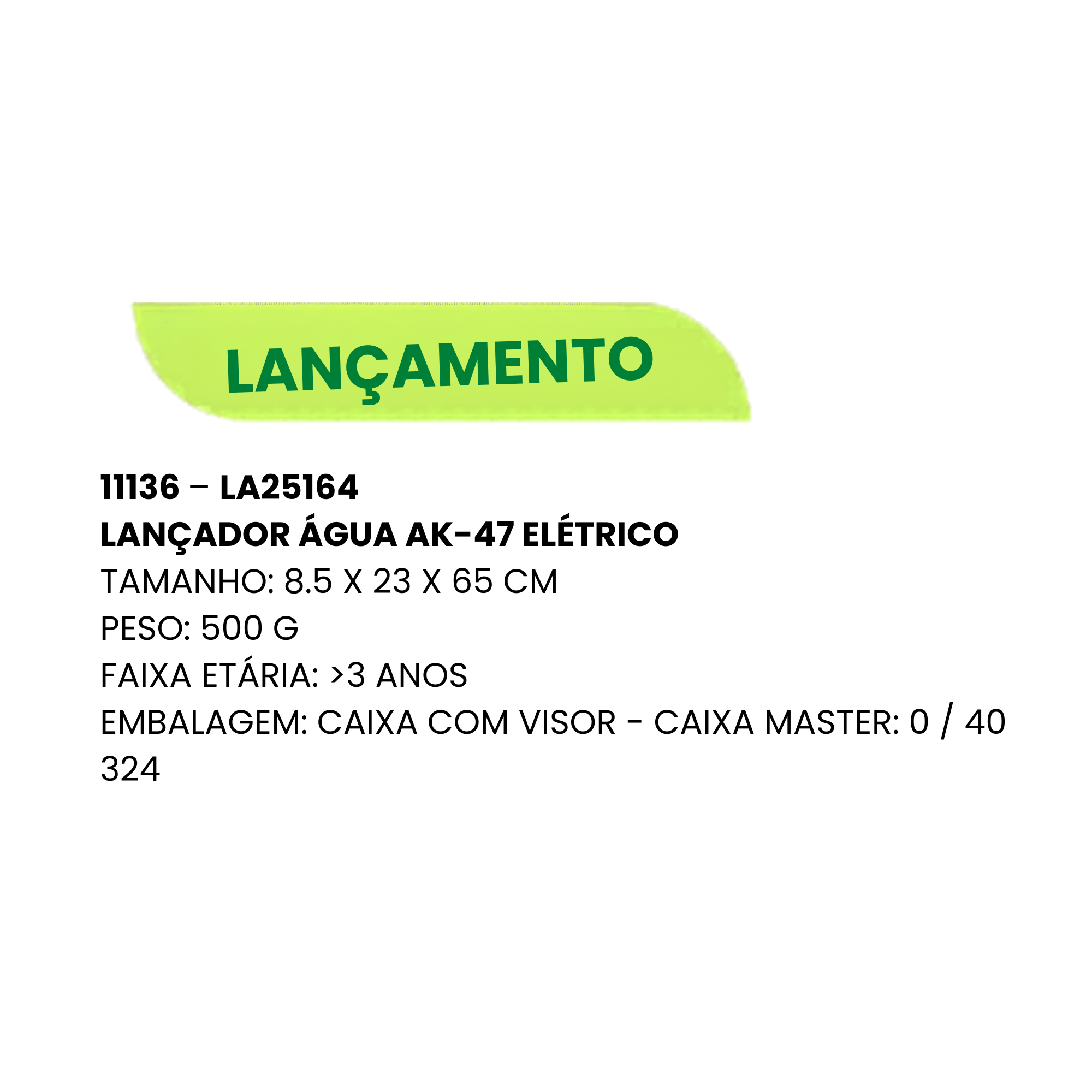 Brinquedo Lançador de Água AK-47 Elétrico Zippy Toys - 11136