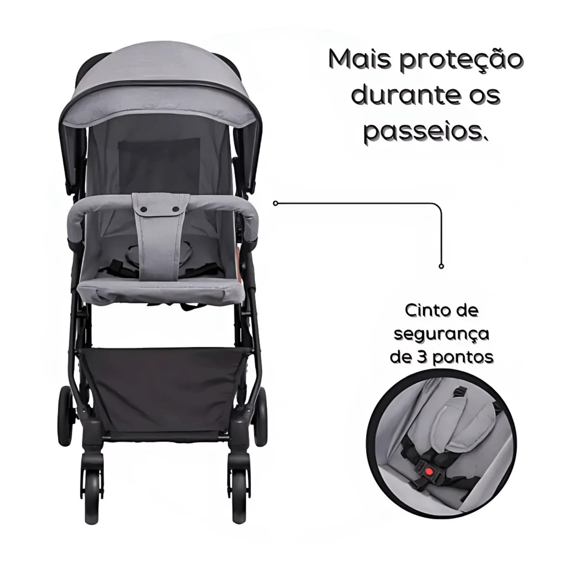 Carrinho de Passeio Cinza até 15kg c/ Rodas removíveis Zippy Toys - 10443