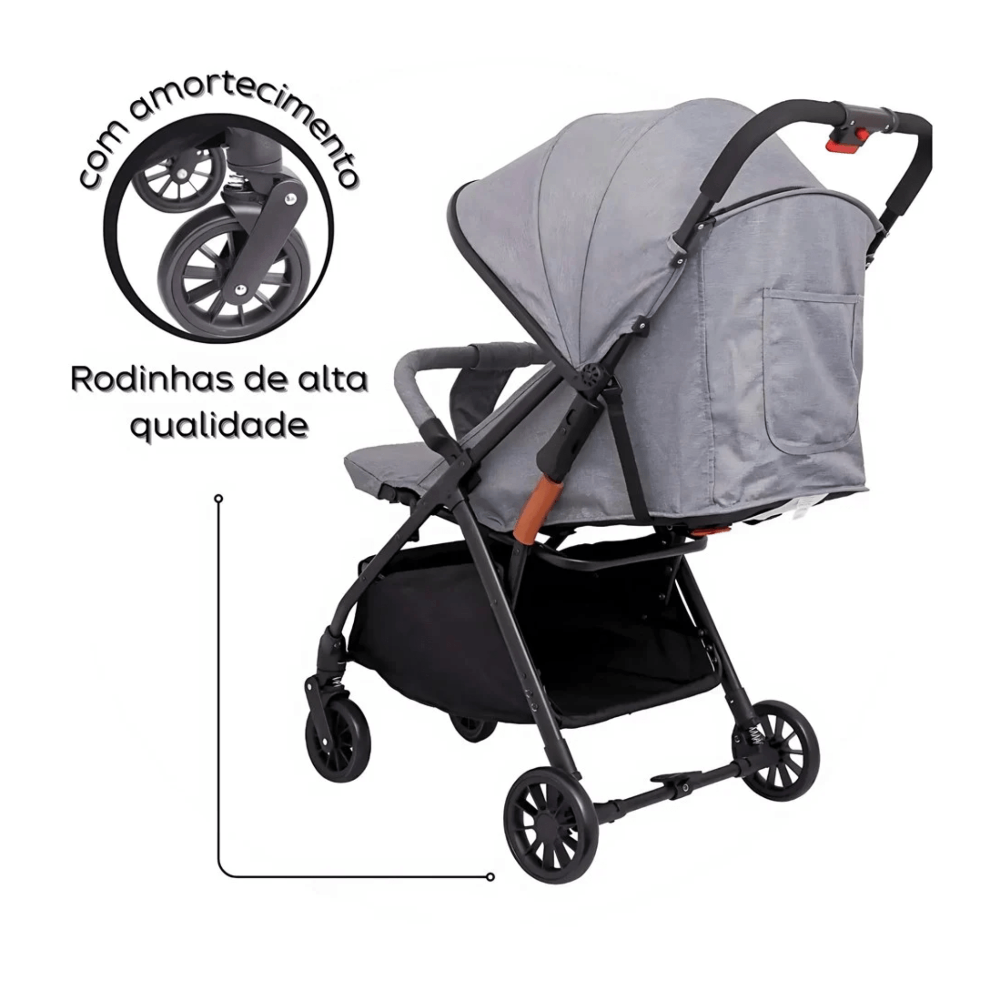 Carrinho de Passeio Cinza até 15kg c/ Rodas removíveis Zippy Toys - 10443