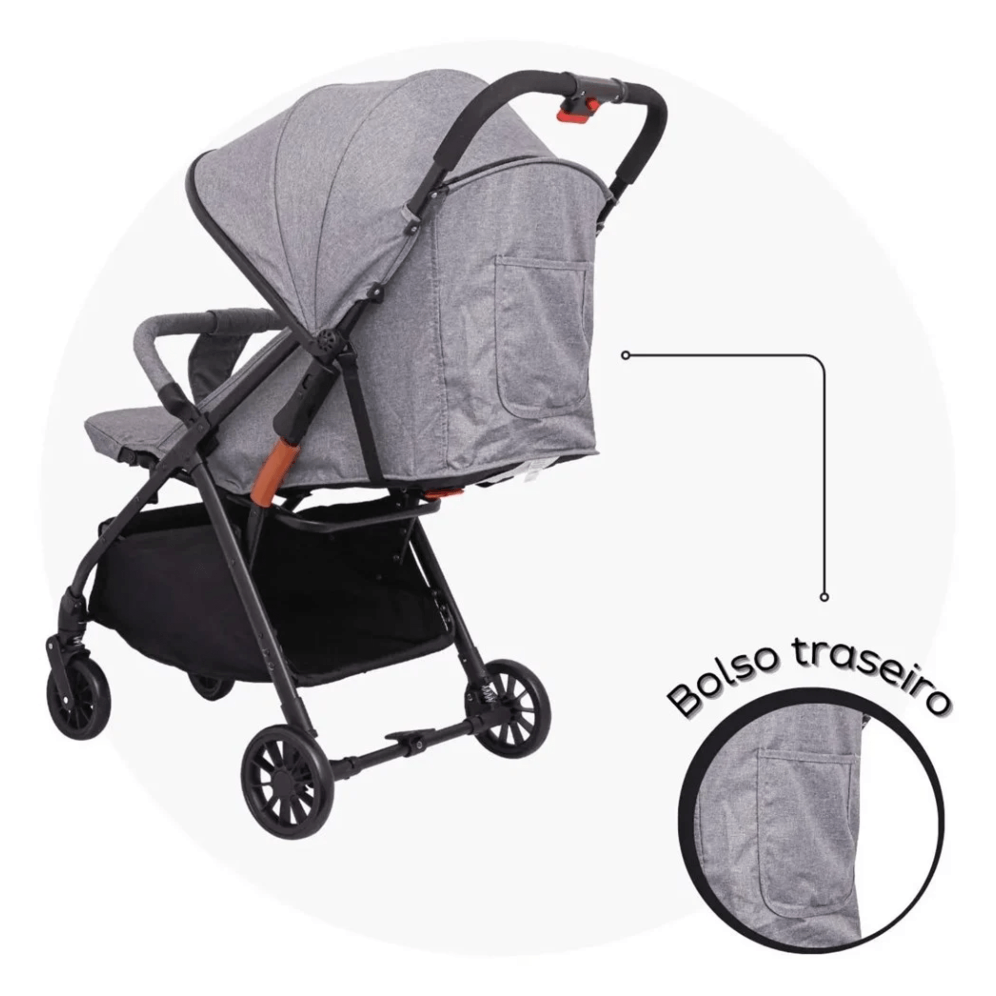 Carrinho de Passeio Cinza até 15kg c/ Rodas removíveis Zippy Toys - 10443