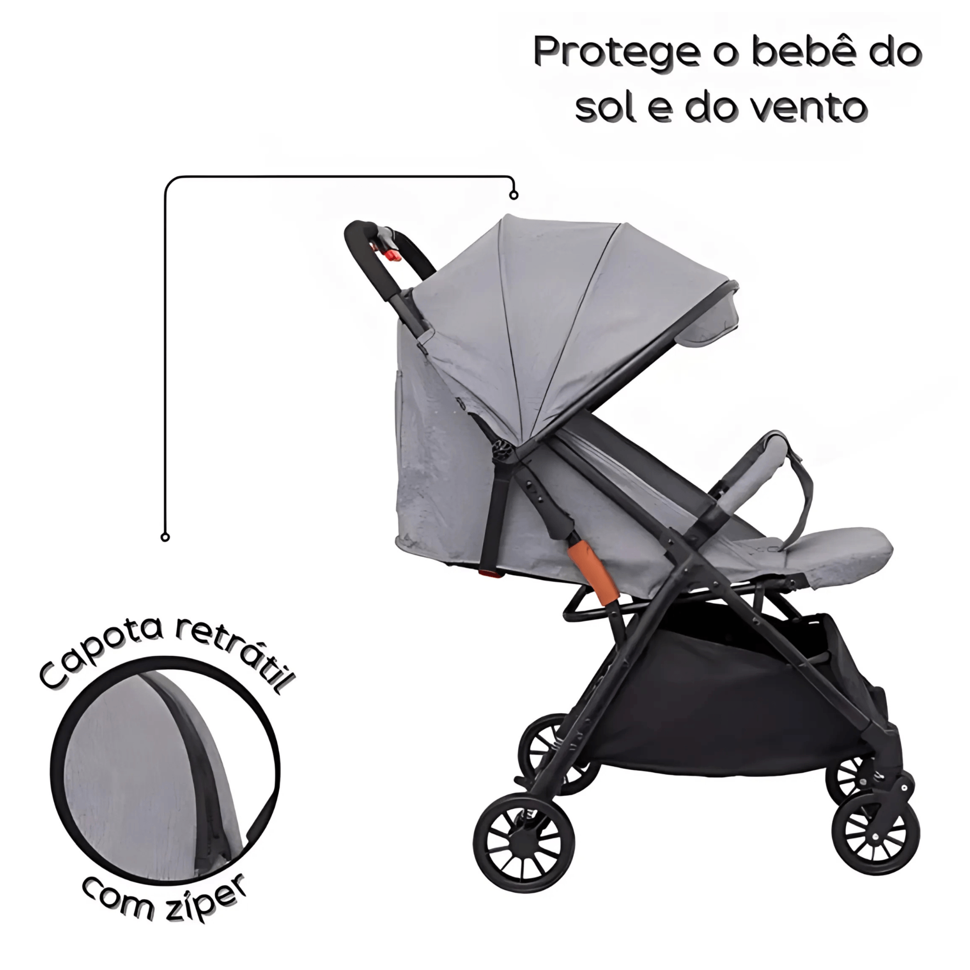 Carrinho de Passeio Cinza até 15kg c/ Rodas removíveis Zippy Toys - 10443