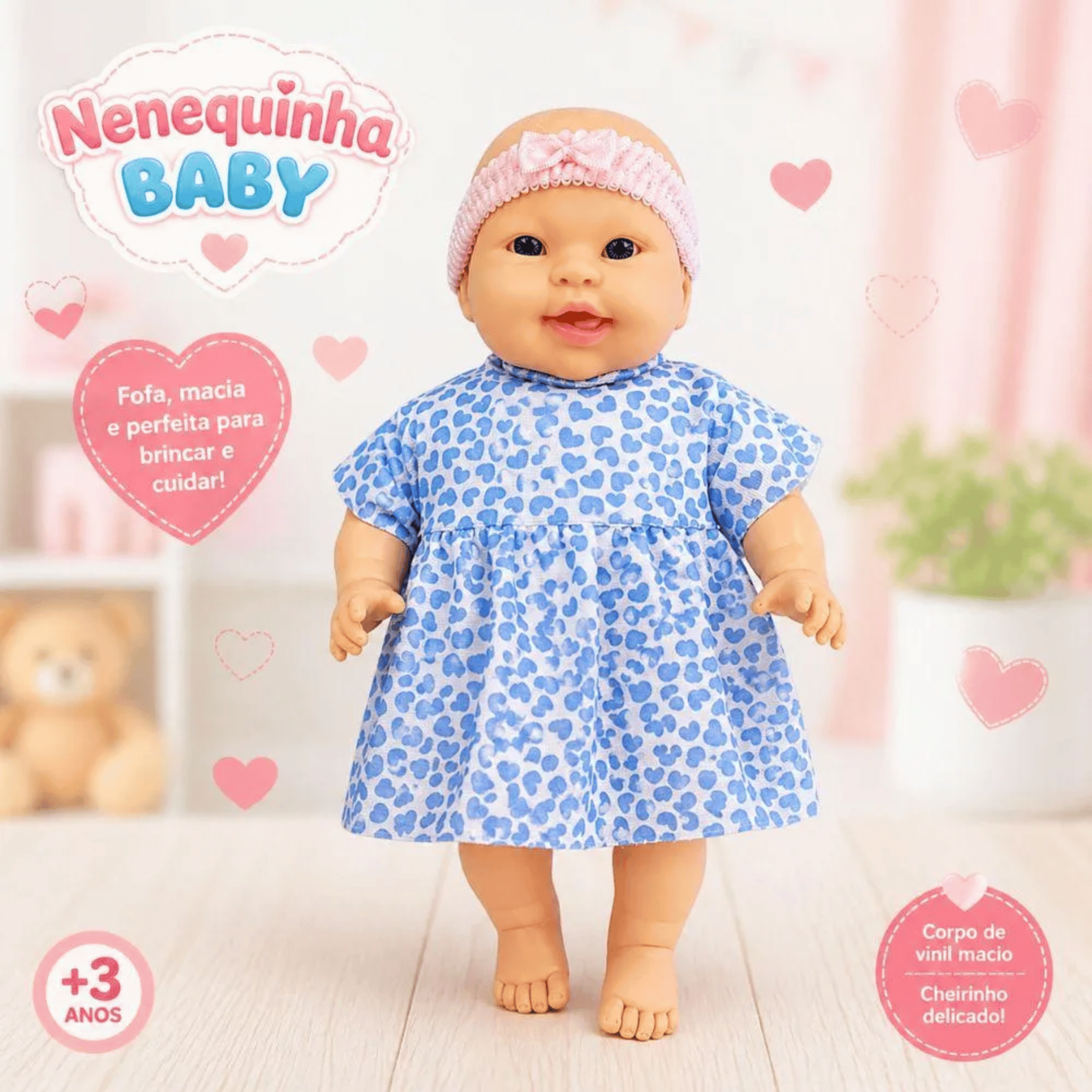 Boneca Nenequinha Baby Vestido Azul Super Toys - 674