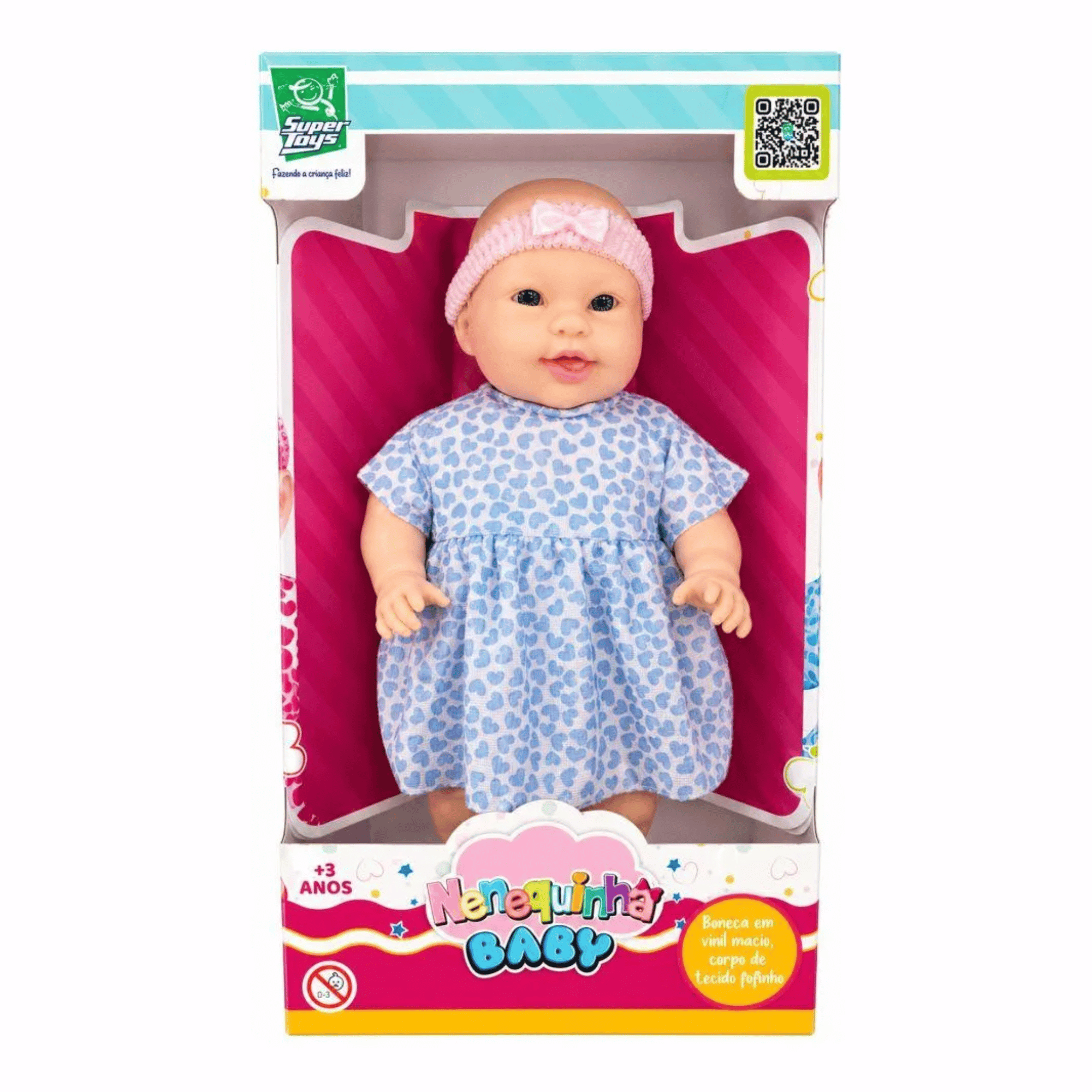 Boneca Nenequinha Baby Vestido Azul Super Toys - 674
