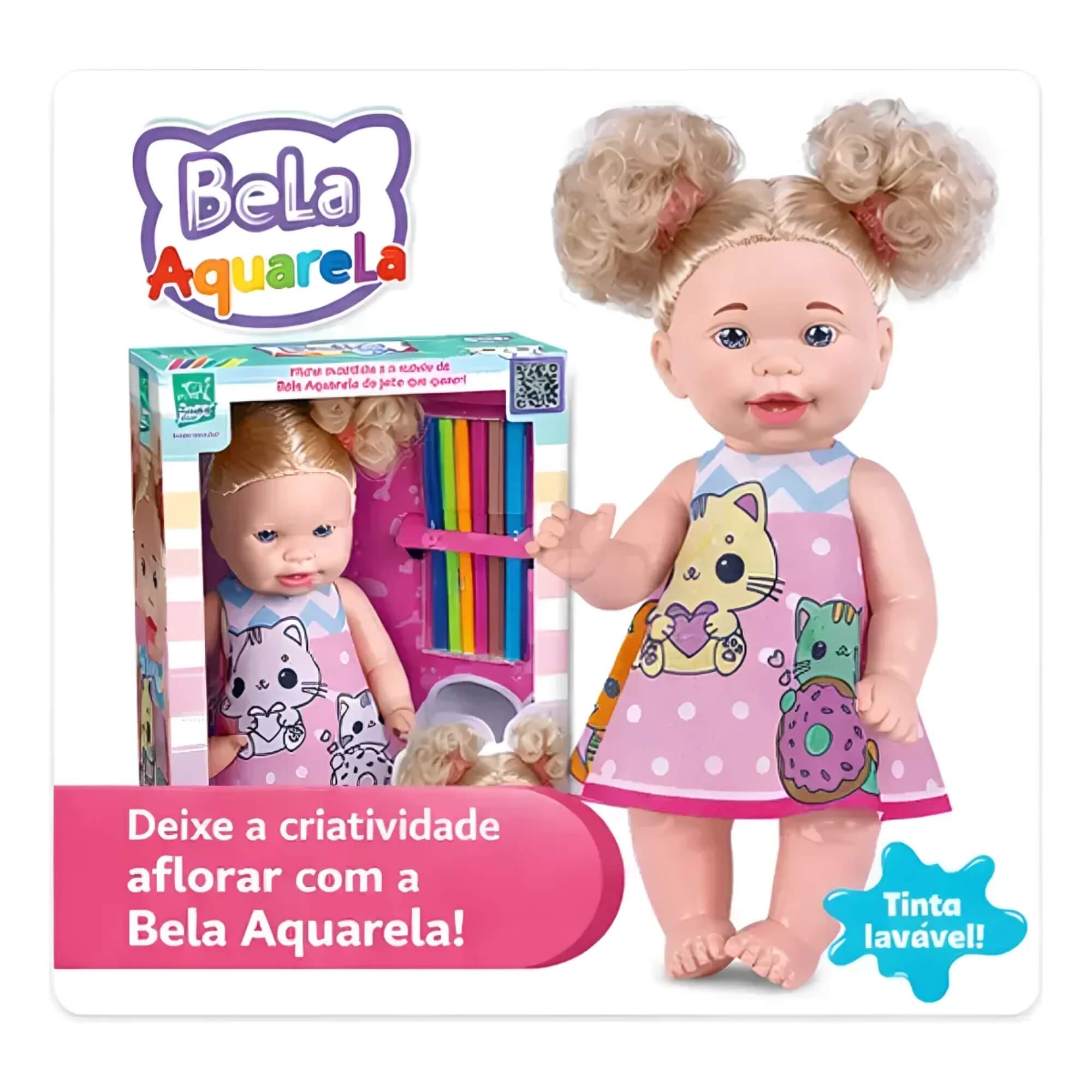 Boneca Bela Aquarela com Canetinhas Super Toys - 654