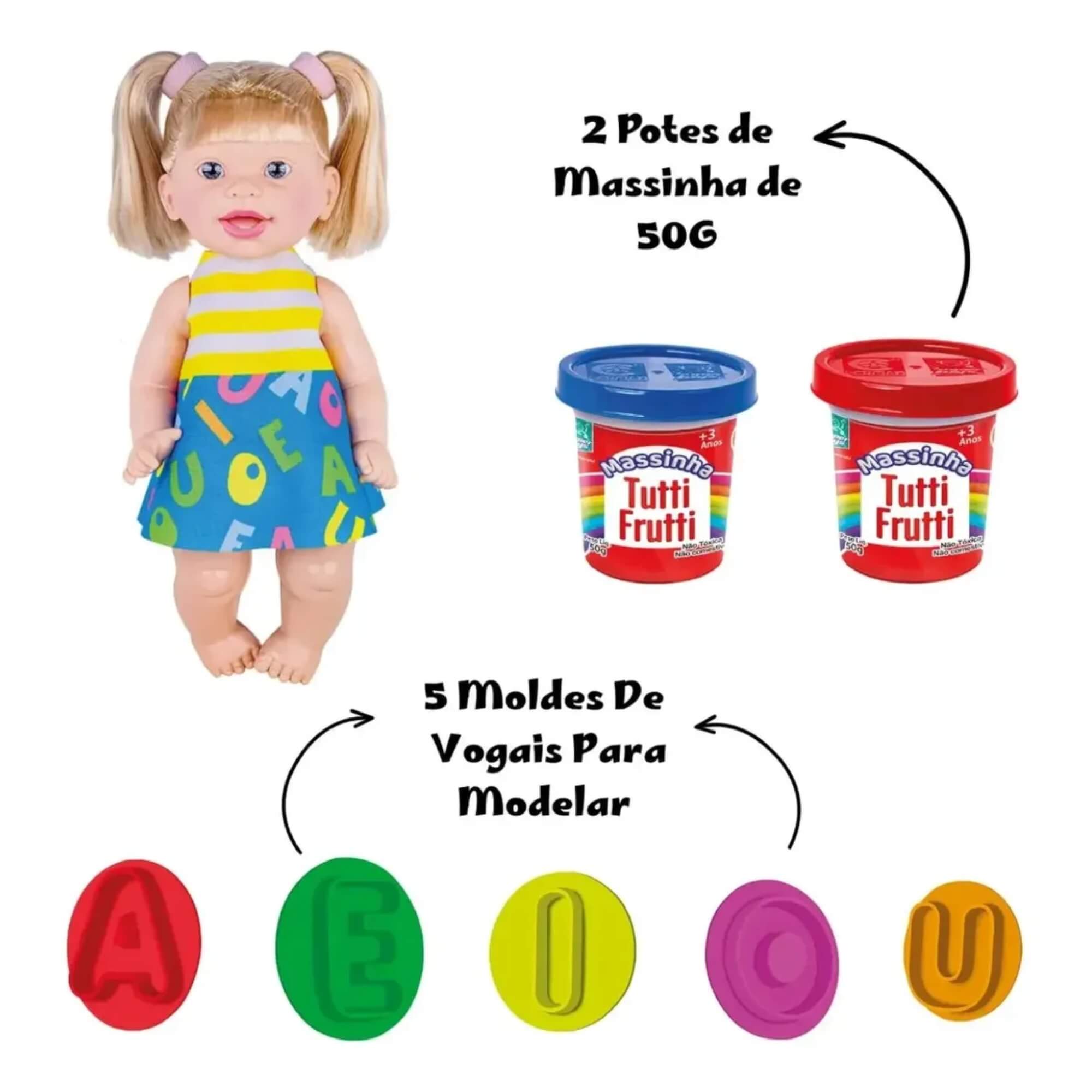 Boneca Malu Conhecendo Vogais com Massinha Super Toys - 655