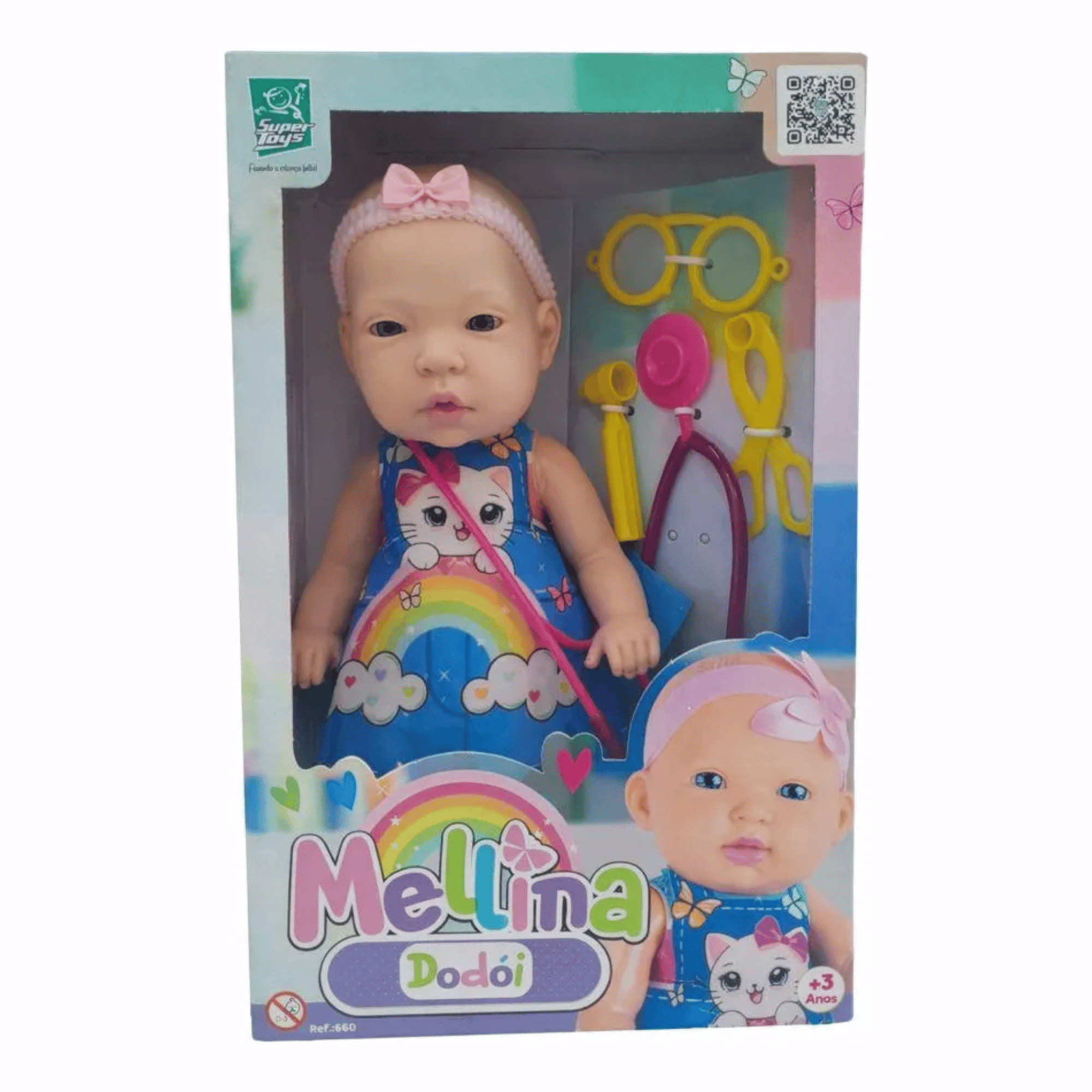 Boneca Infantil Mellina Dodói com Acessórios Médicos Super Toys - 660