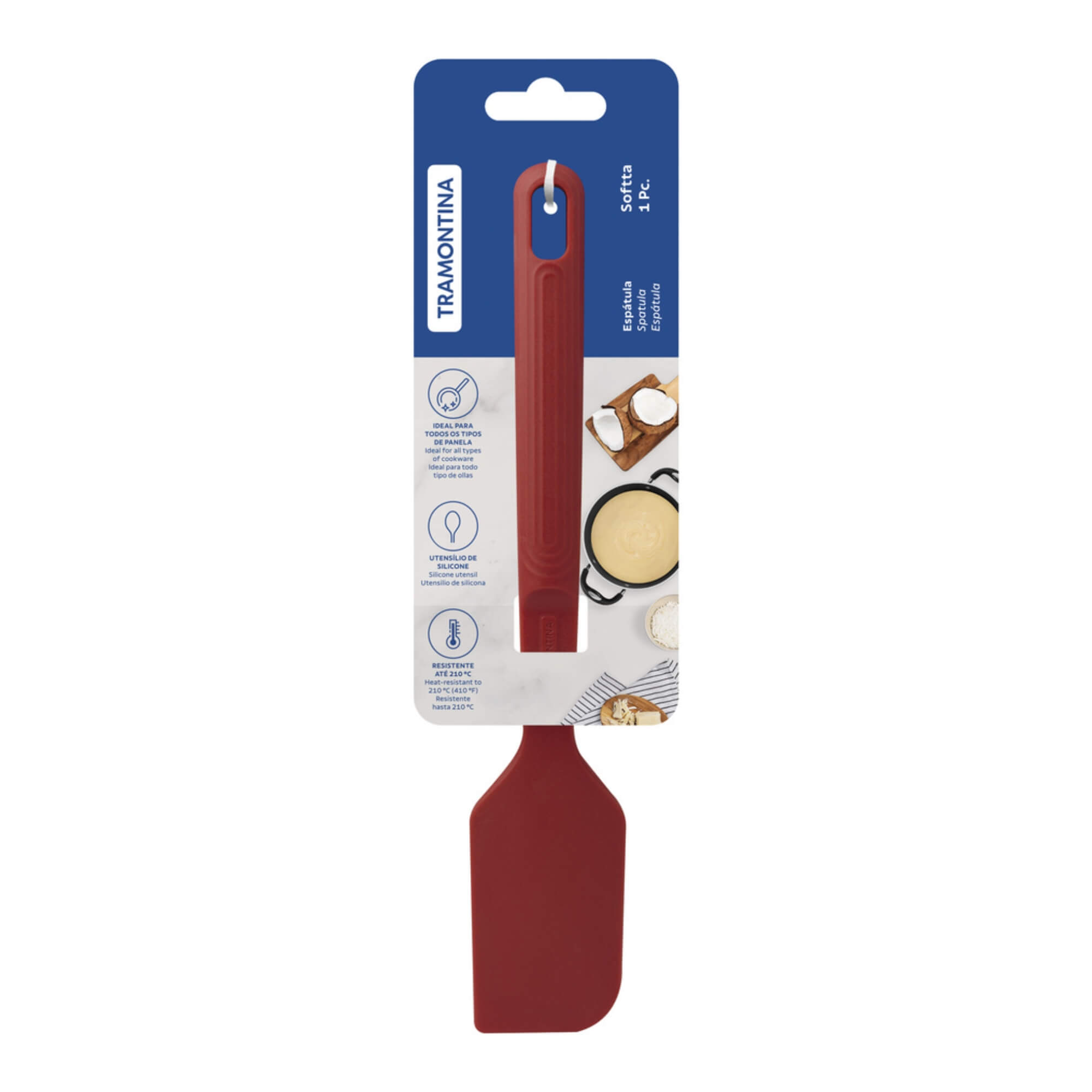 COMP Kit Jogo de Frigideira Caribe 3 Peças + Espátula de Silicone Vermelha