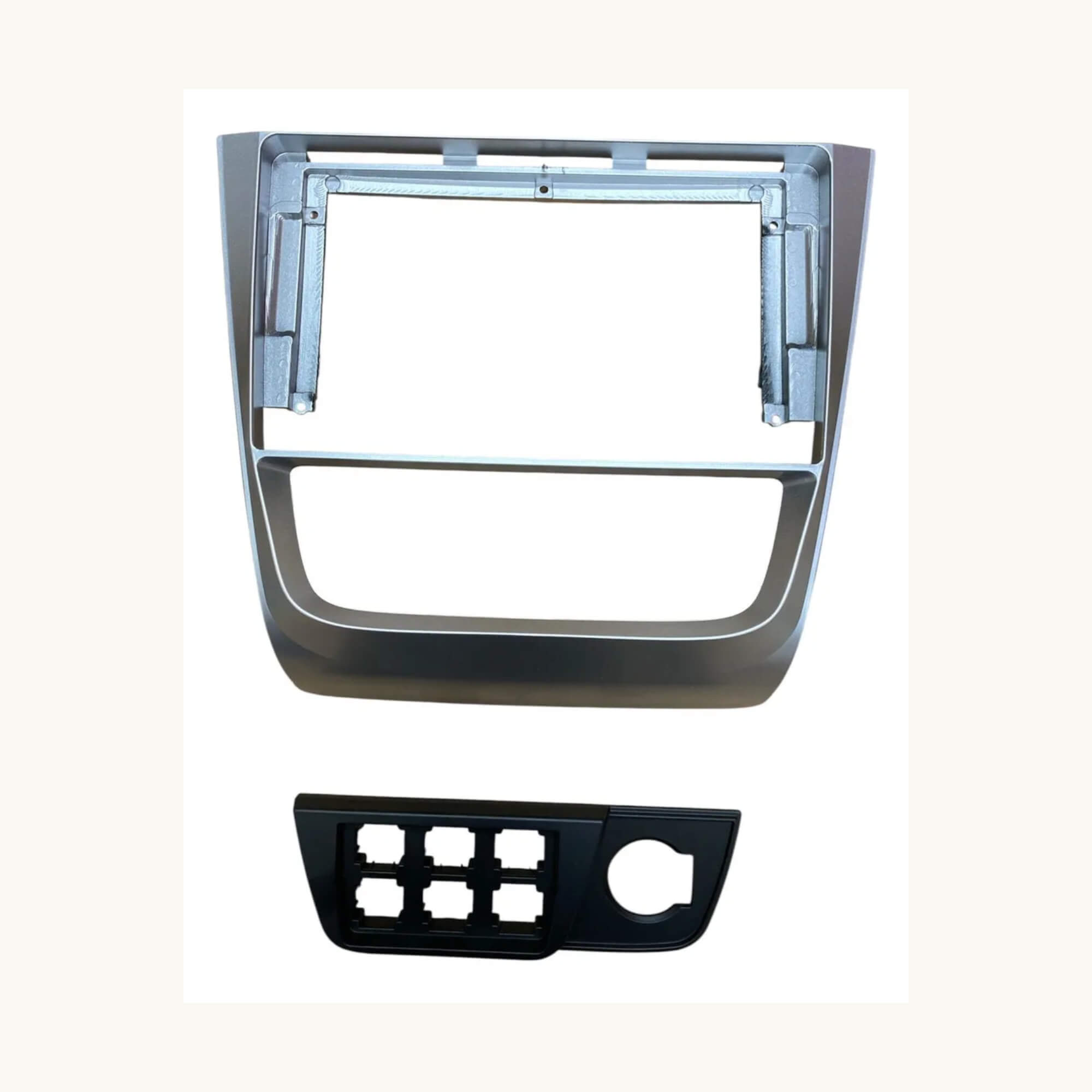 COMP Central Multimídia 2 Din MP5 9" + Câmera de Ré + Moldura Prata Gol / Saveiro / Voyage