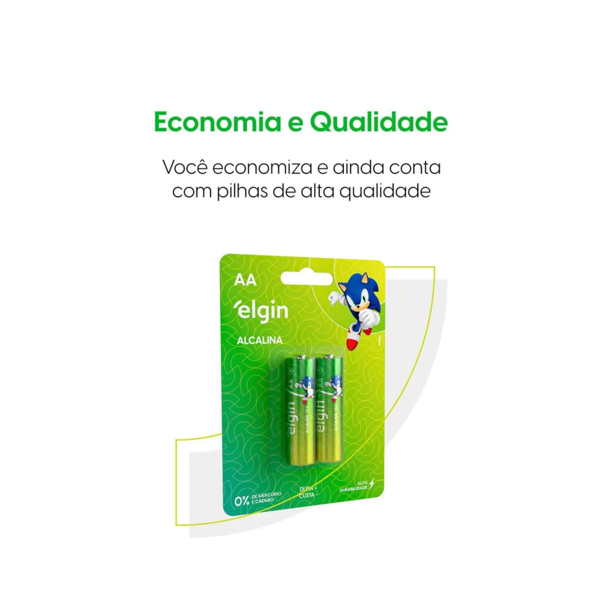 Pilha Alcalina AA - Blister com 2 Unidades Comum Elgin - 000000082152