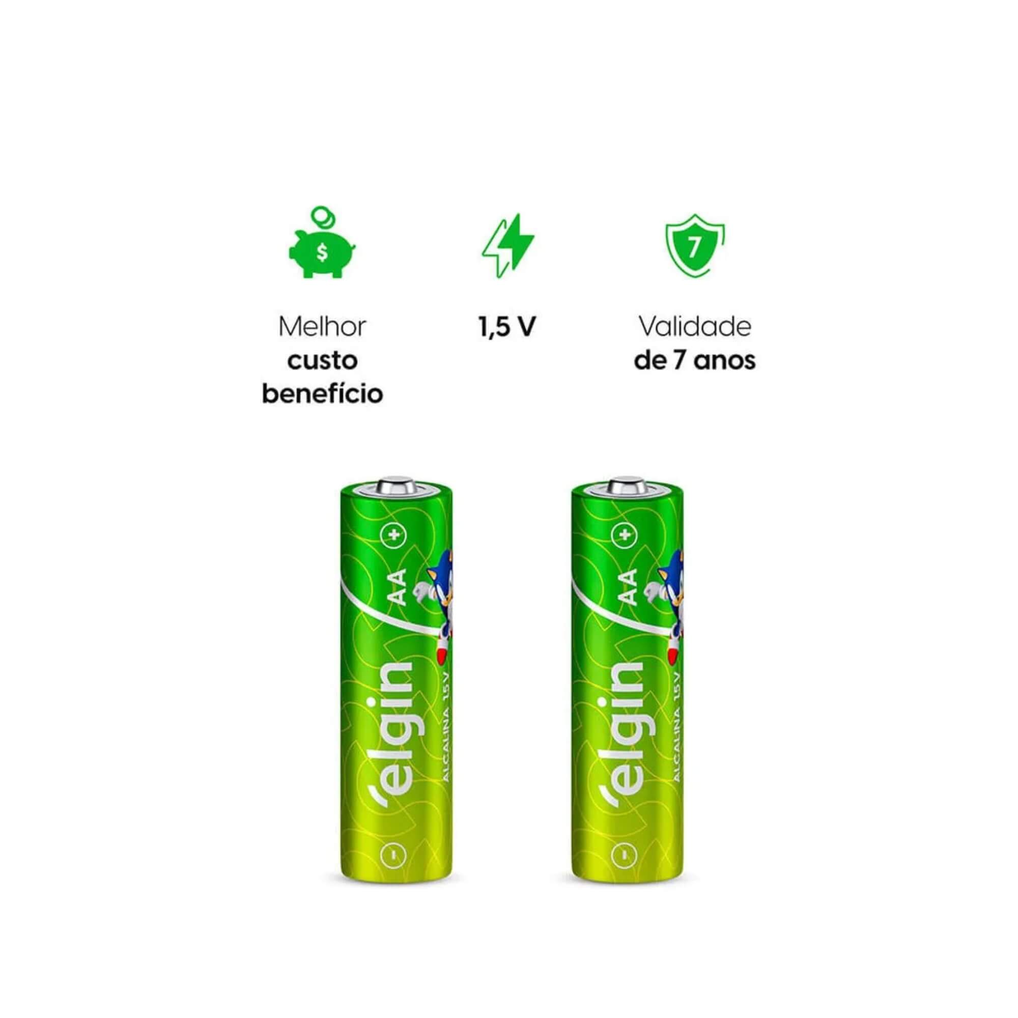 Pilha Alcalina AA - Blister com 2 Unidades Comum Elgin - 000000082152