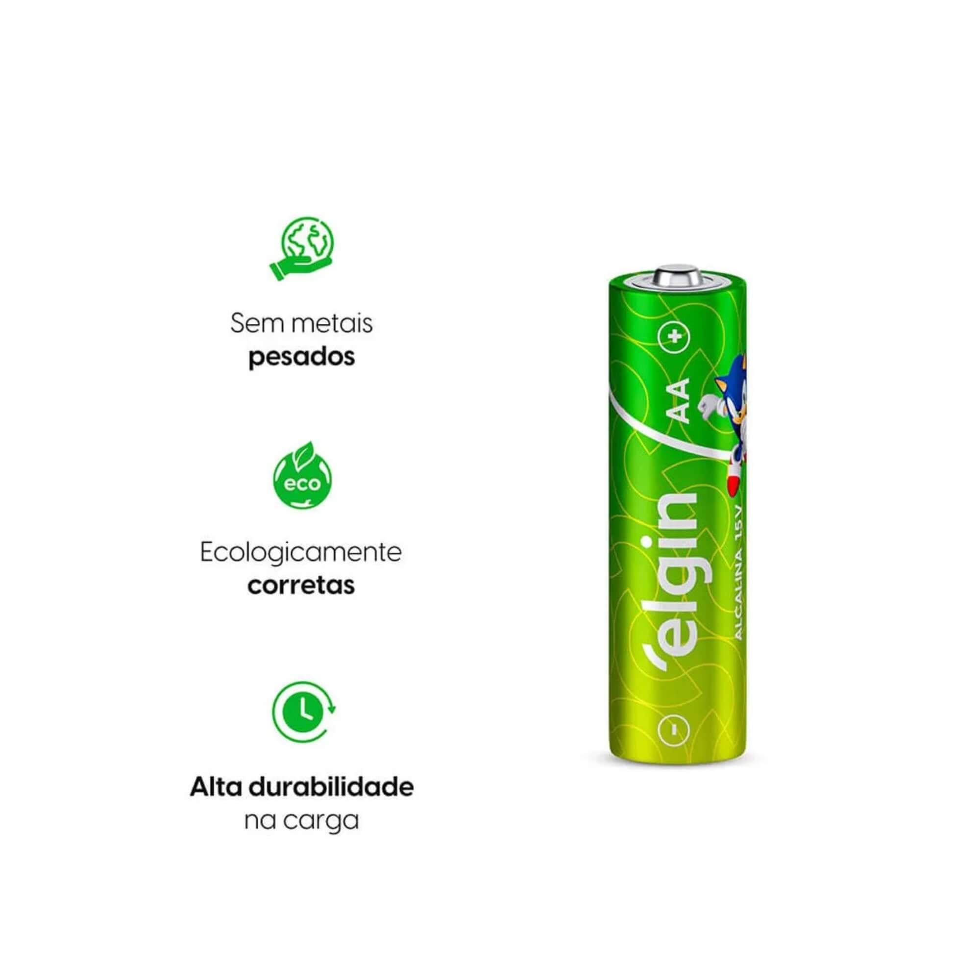 Pilha Alcalina AA - Blister com 2 Unidades Comum Elgin - 000000082152