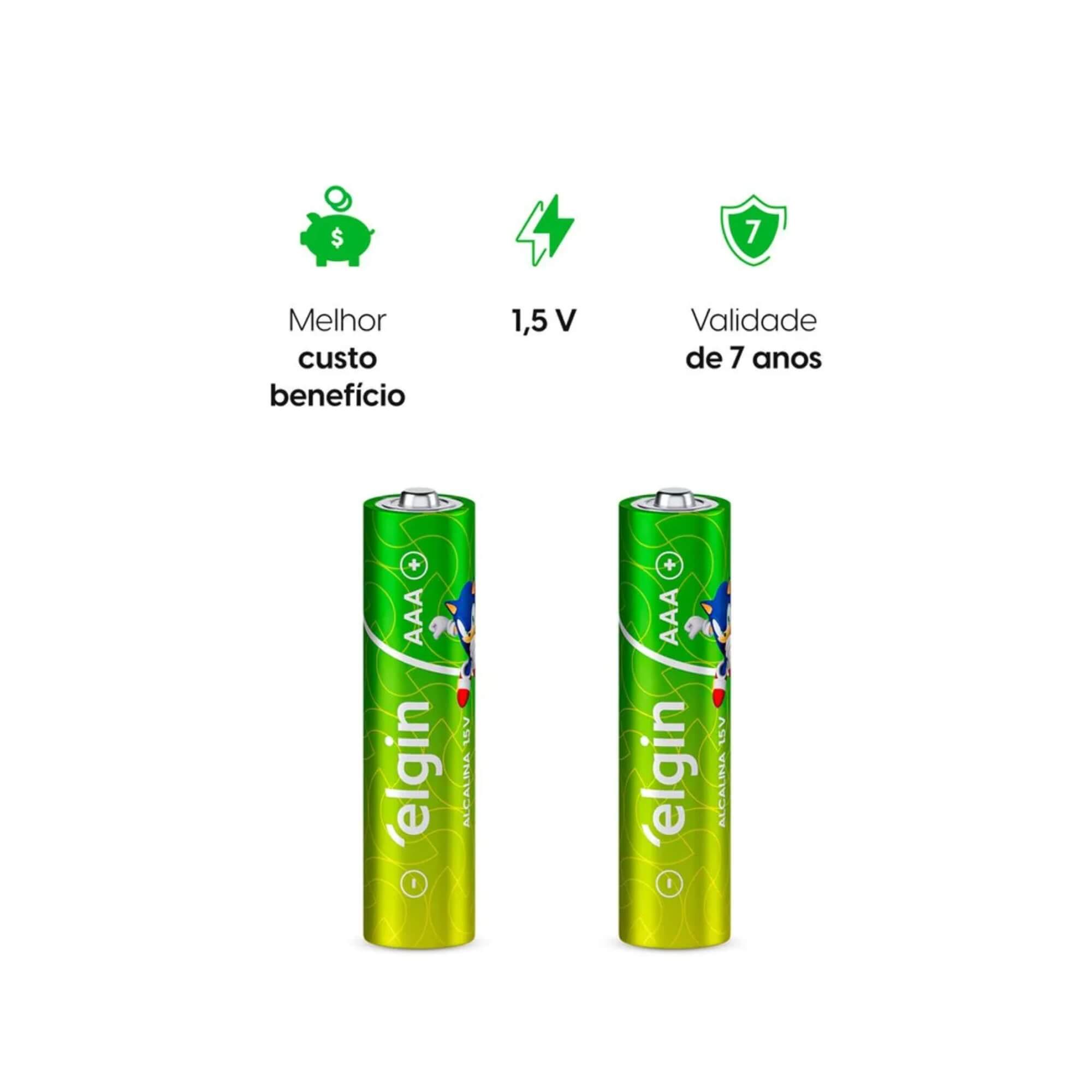 Pilha Alcalina AAA - Blister com 2 Unidades Palito Elgin - 000000082154