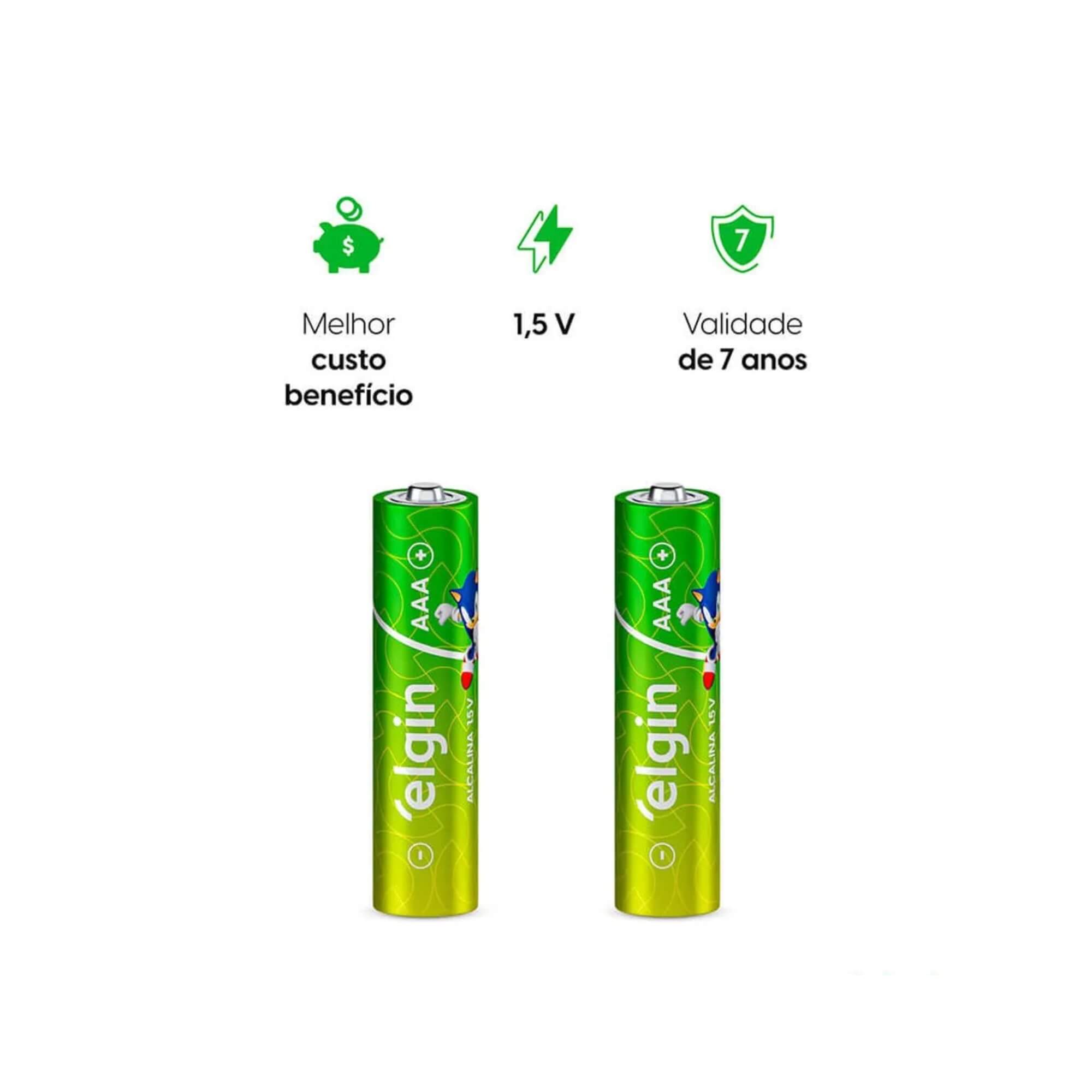 Pilha Alcalina AAA Palito - Blister com 4 Unidades Elgin - 000000082155