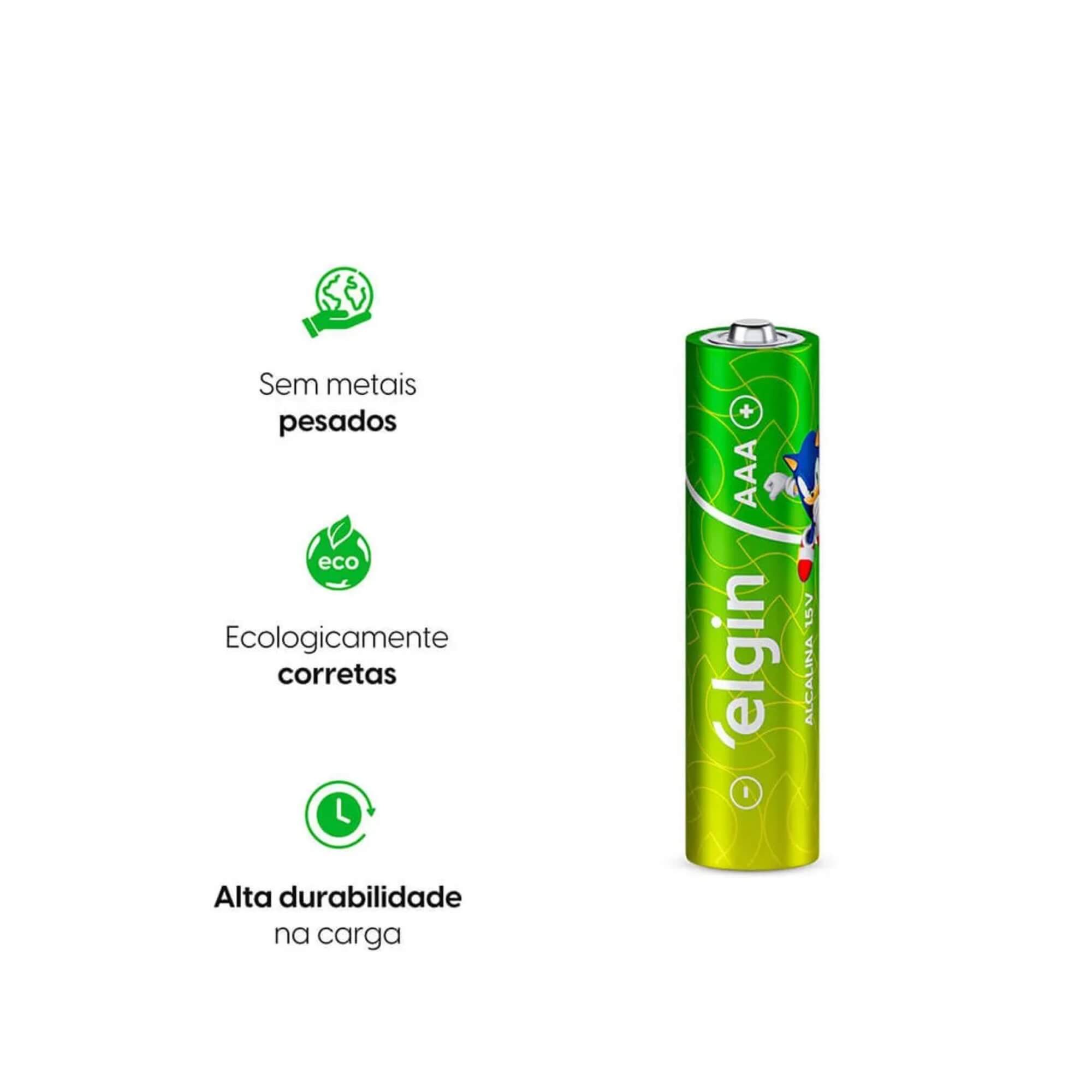 Pilha Alcalina AAA Palito - Blister com 4 Unidades Elgin - 000000082155