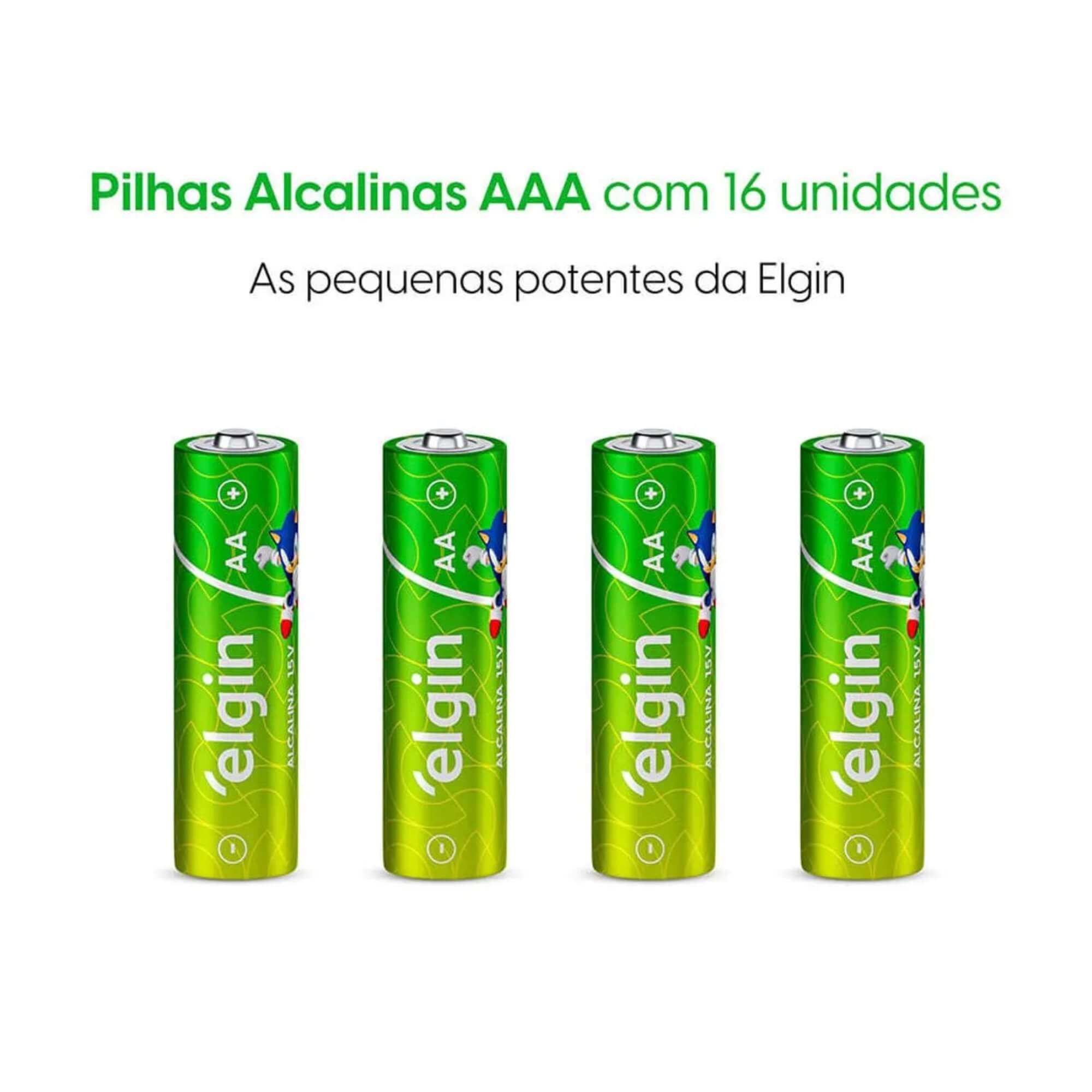 Pilha Alcalina AAA Palito - Blister com 16 Unidades Elgin - ELE000000082352