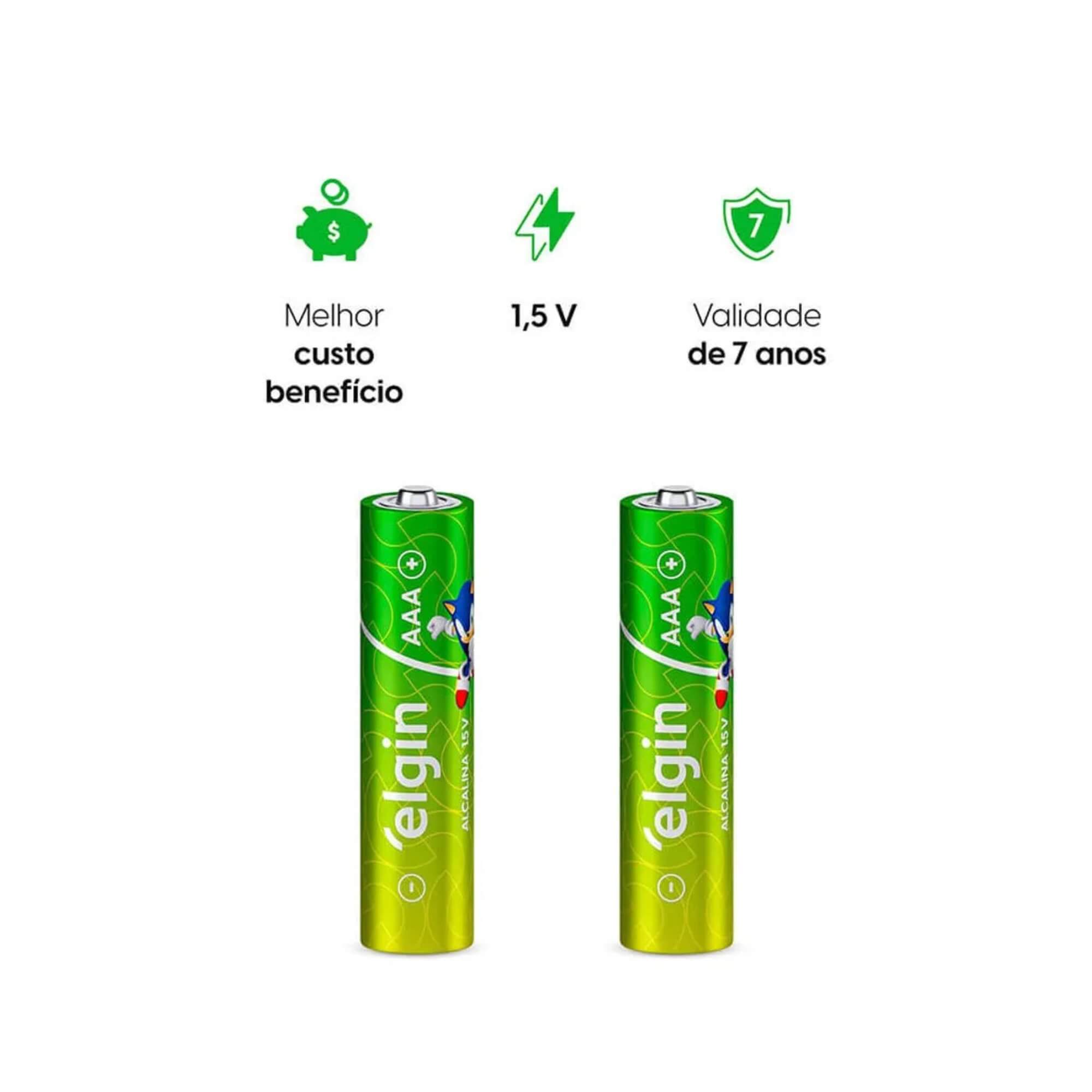Pilha Alcalina AAA Palito - Blister com 16 Unidades Elgin - ELE000000082352