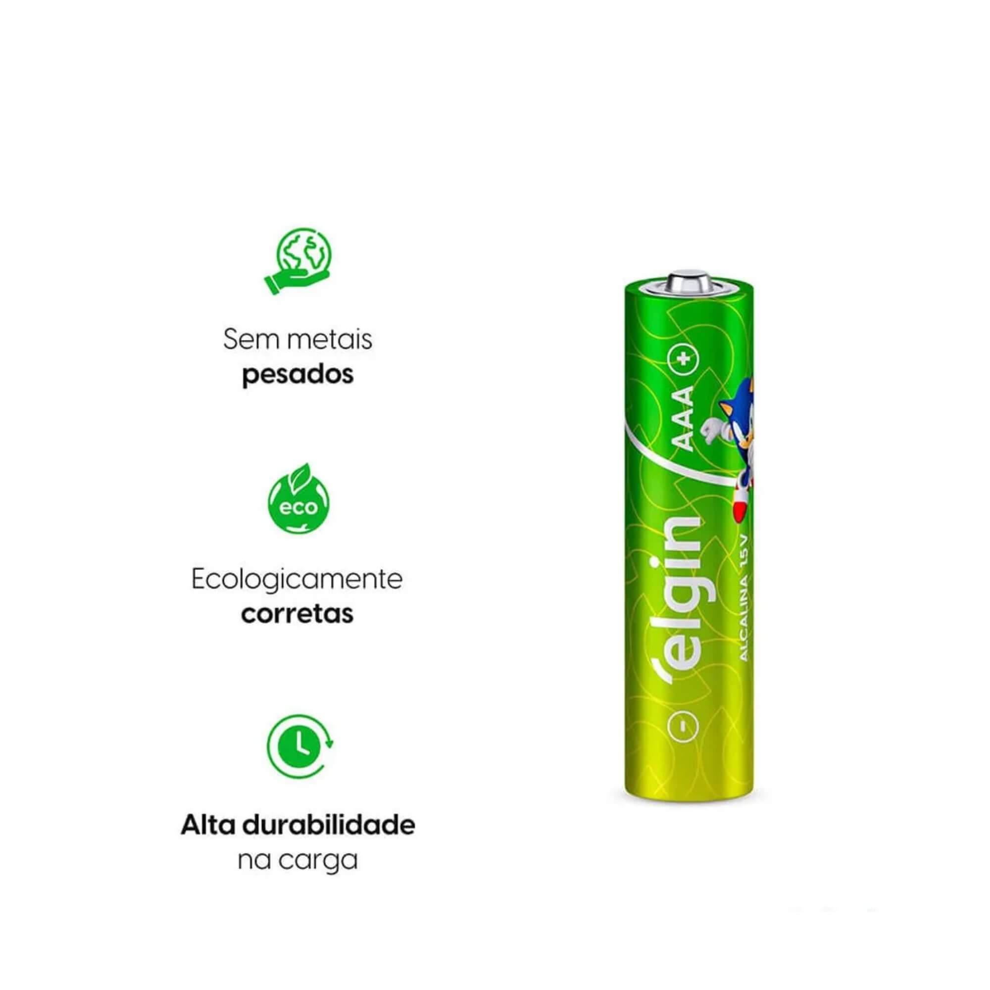 Pilha Alcalina AAA Palito - Blister com 16 Unidades Elgin - ELE000000082352