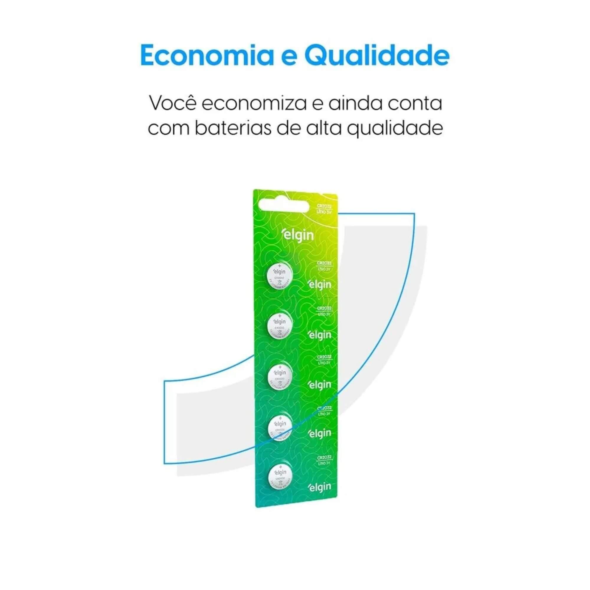 Bateria de Lítio CR2032 - Cartela com 5 Unidades Elgin - 000000082193