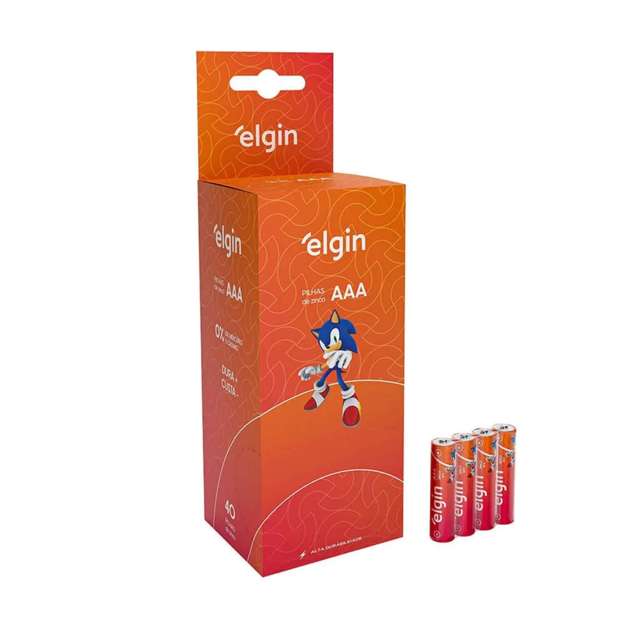 Pilha de Zinco AAA Palito - Caixa com 40 Unidades Elgin - ELE000000082342