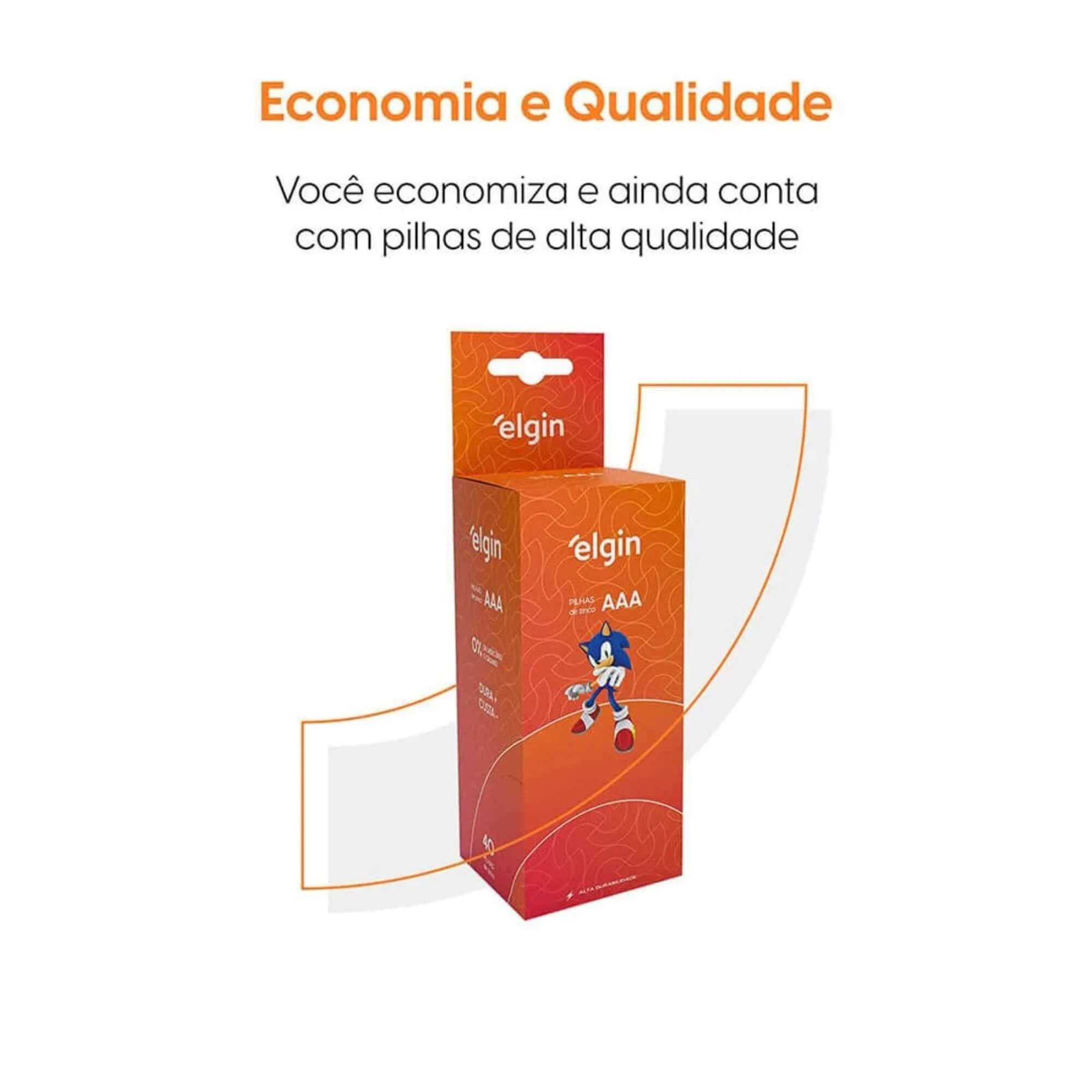 Pilha de Zinco AAA Palito - Caixa com 40 Unidades Elgin - ELE000000082342