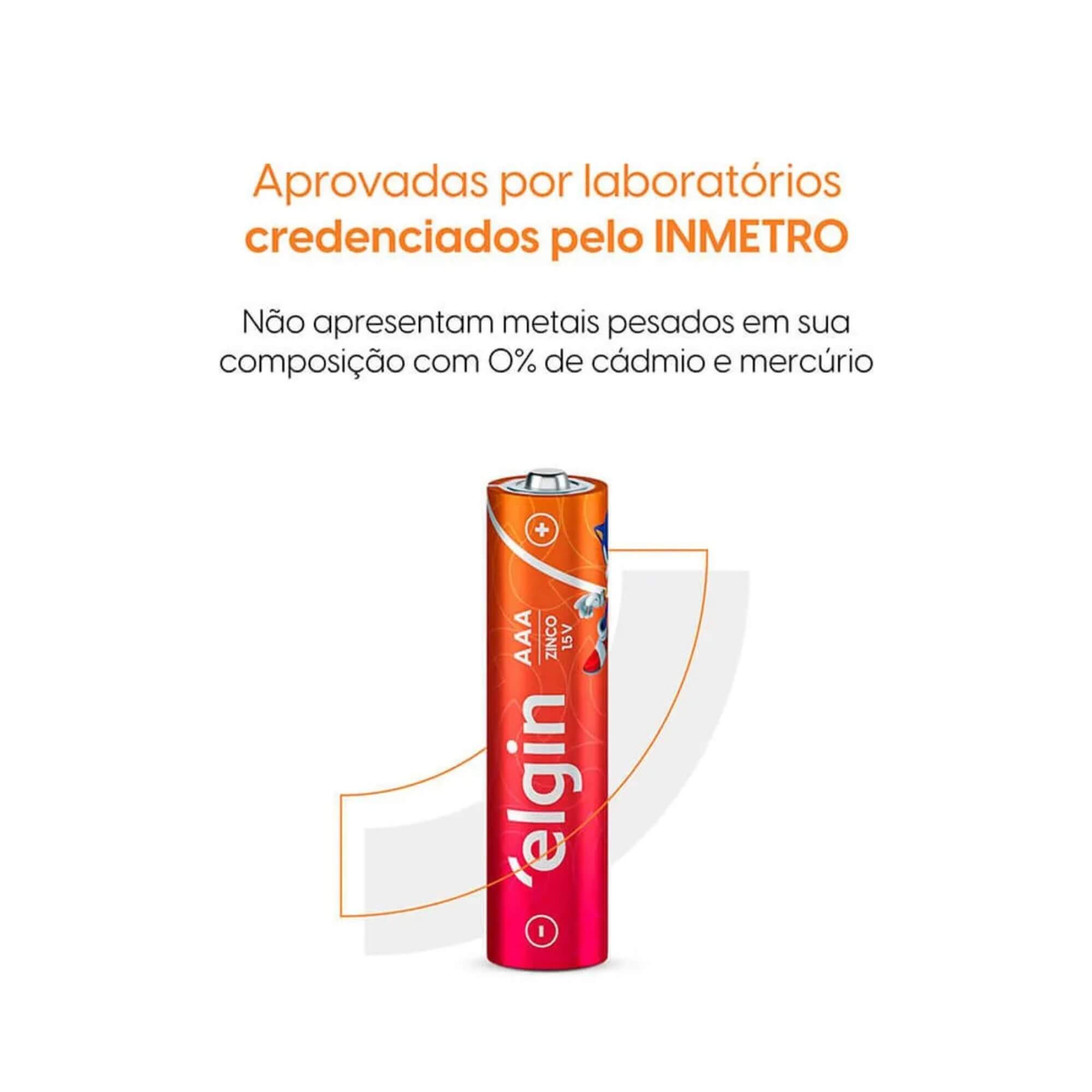 Pilha de Zinco AAA Palito - Caixa com 40 Unidades Elgin - ELE000000082342