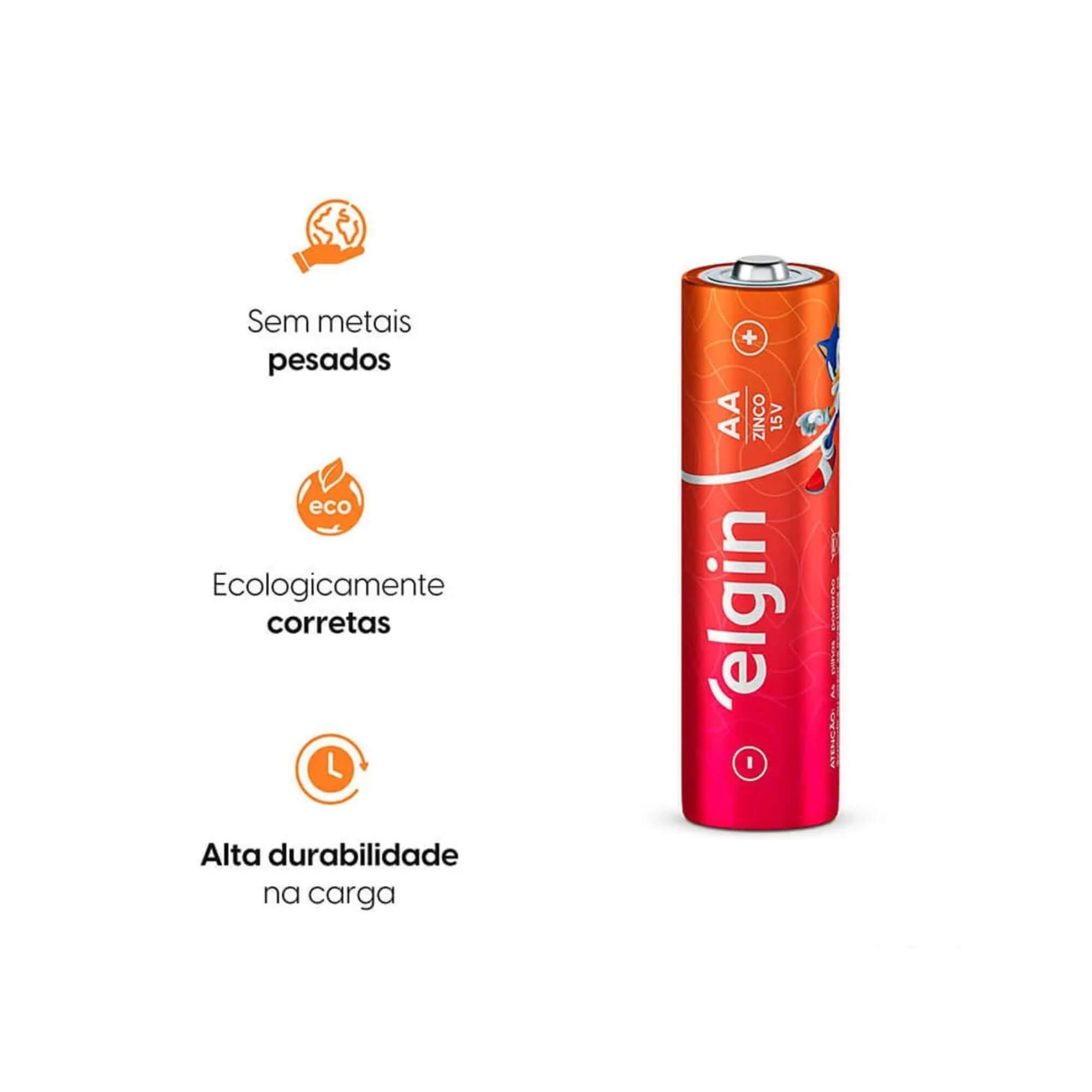 Pilha de Zinco AA Comum - Caixa com 40 Unidades Elgin - ELE000000082341