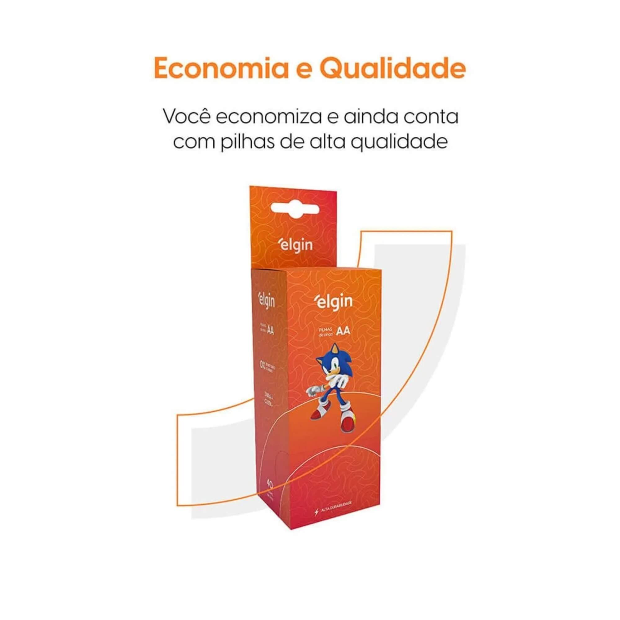 Pilha de Zinco AA Comum - Caixa com 40 Unidades Elgin - ELE000000082341