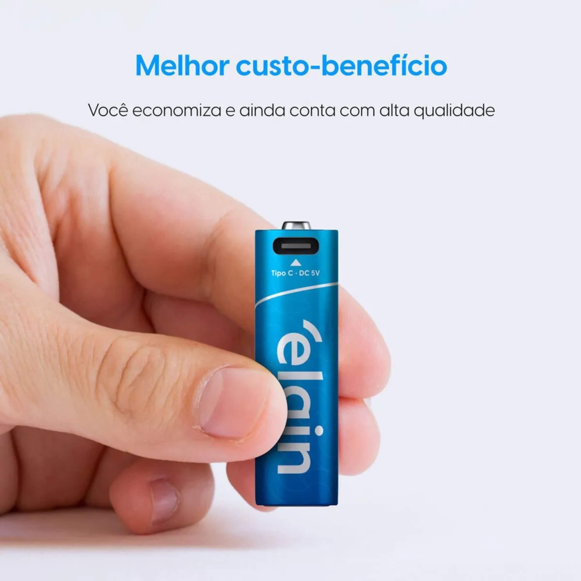Pilha Alcalina Recarregável AA USB-C 1.200mAh com 2 unidades + Cabo Elgin - ELE000000082427
