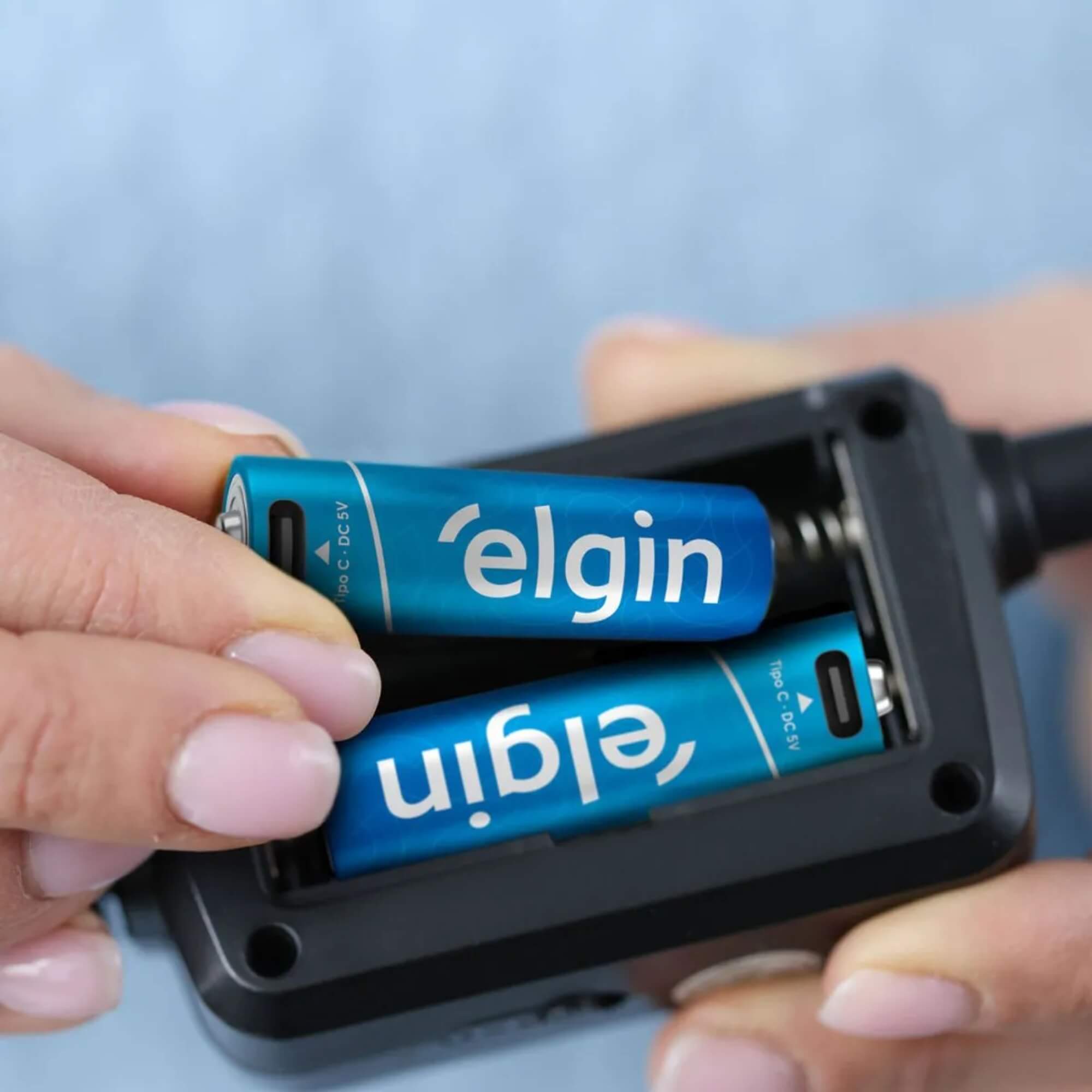 Pilha Alcalina Recarregável AA USB-C 1.200mAh com 2 unidades + Cabo Elgin - ELE000000082427