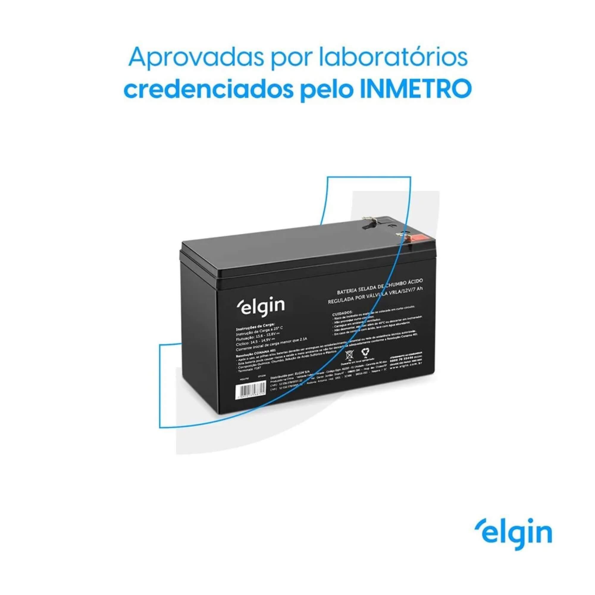 Bateria Selada de Chumbo VRLA - 12V 7Ah Elgin - 000000082293