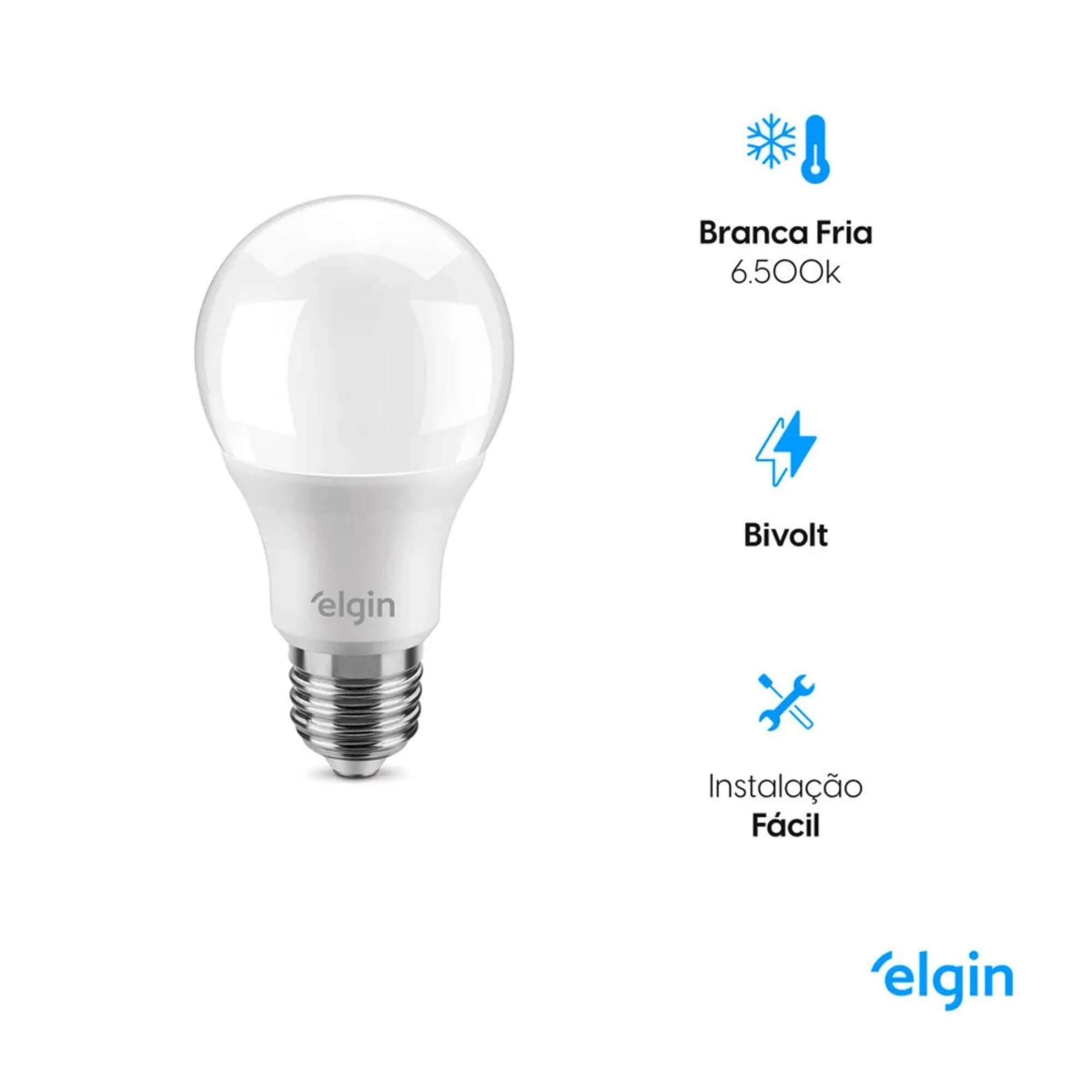 Lampada Bulbo Led 9W Bivolt 3000K Elgin - 48BLED2M09YU