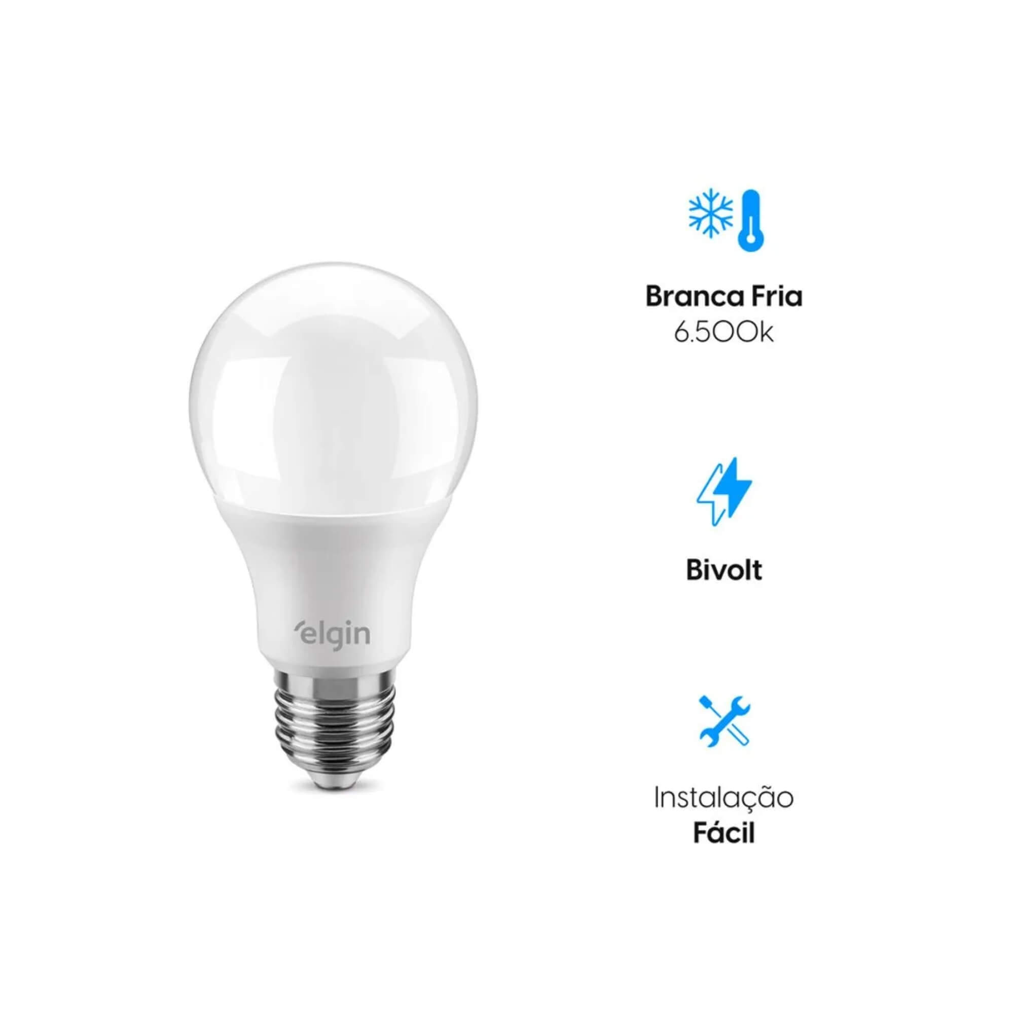 Lâmpada Led 12W 6.500K Bivolt Elgin - 48BLED2F12YU