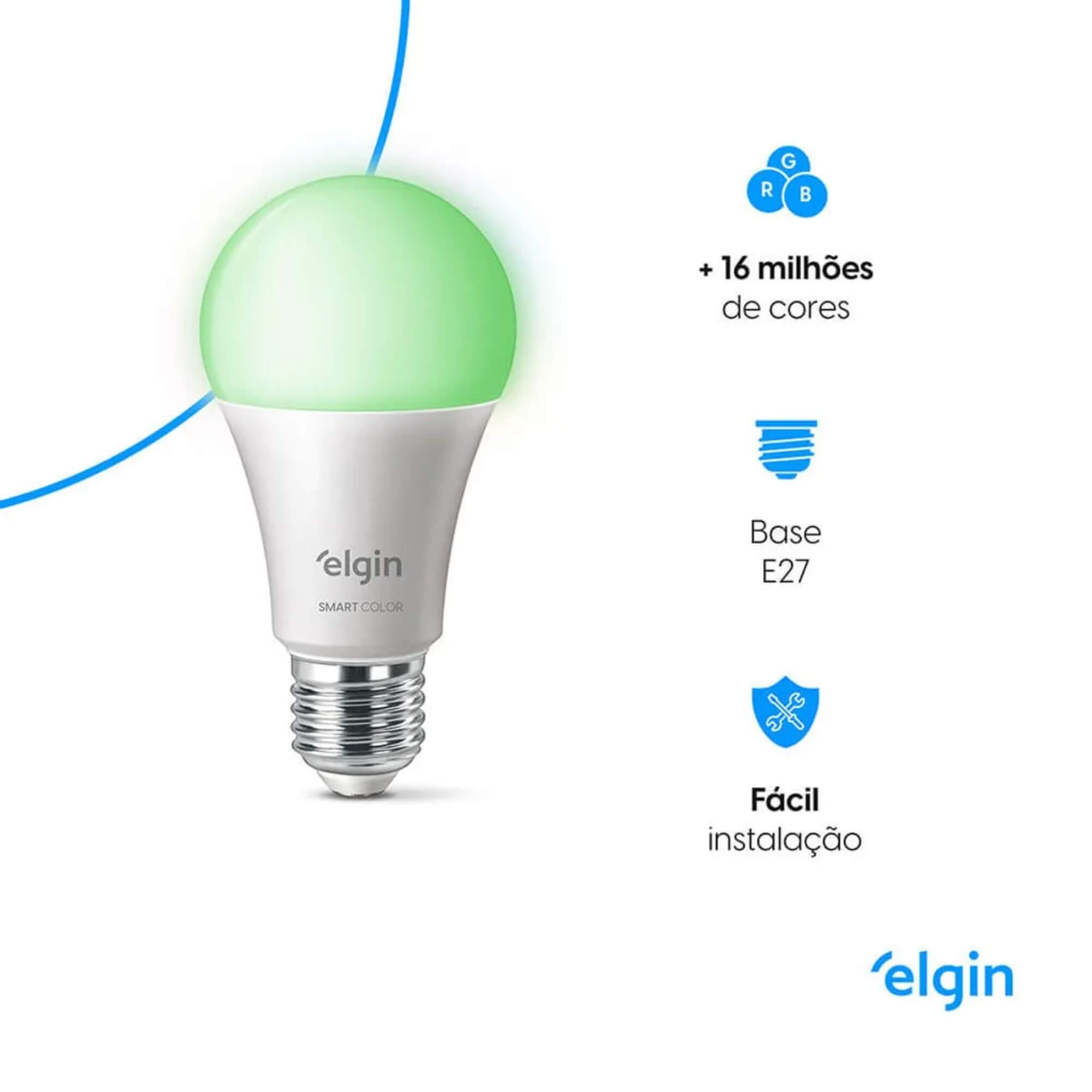 Lâmpada Smart Led A60 10W Compatível com Alexa e Google Home Bivolt Elgin - 48BLEDWIFI00
