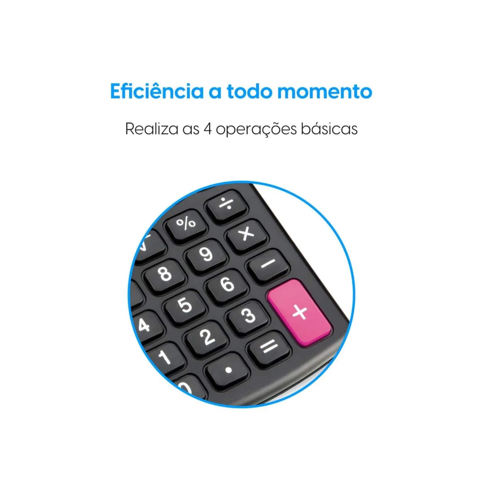 Calculadora de Bolso 8 Dígitos 4 Operações Básicas Alimentação Solar Elgin - 42CB14850000